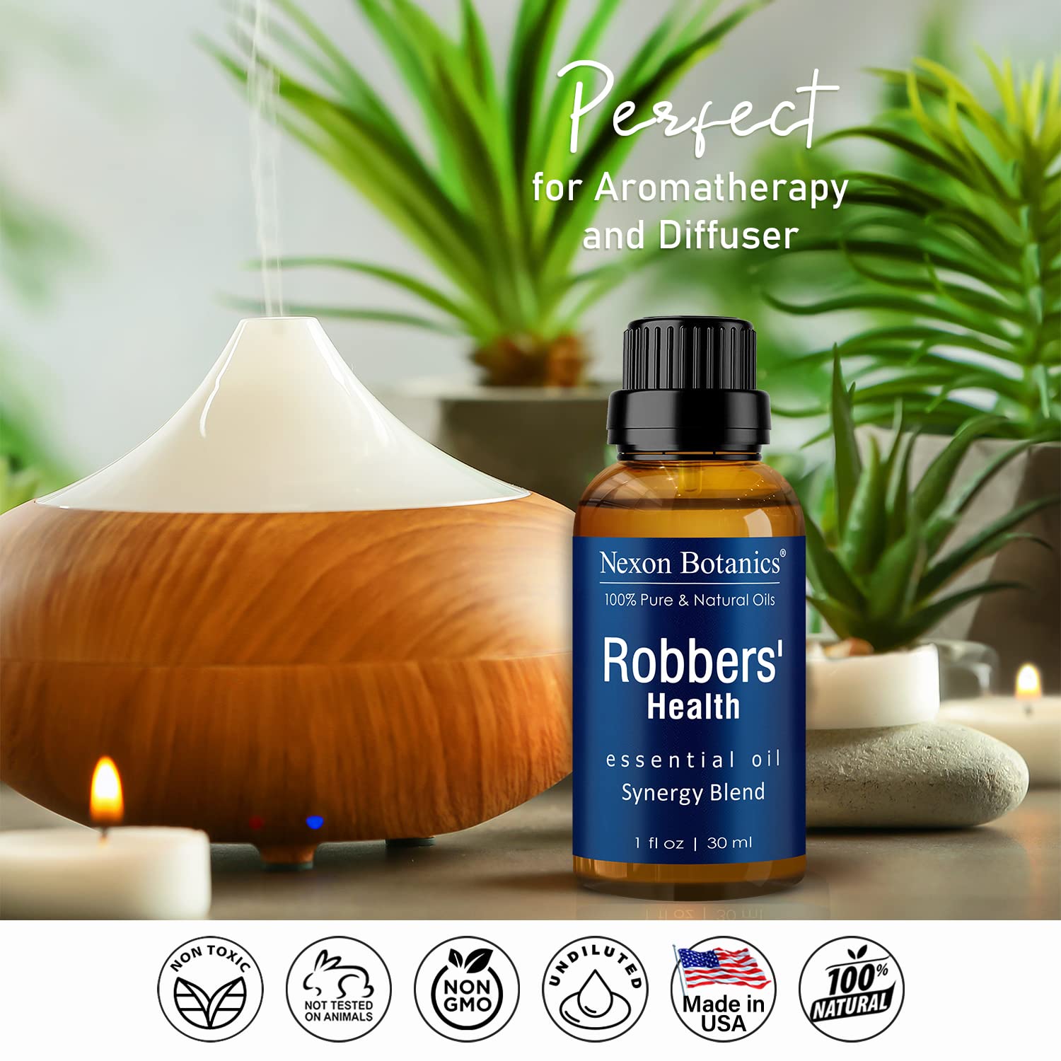 Nexon Botanics Robbers' Health — diffuseur d'aromathérapie pour espace frais.
