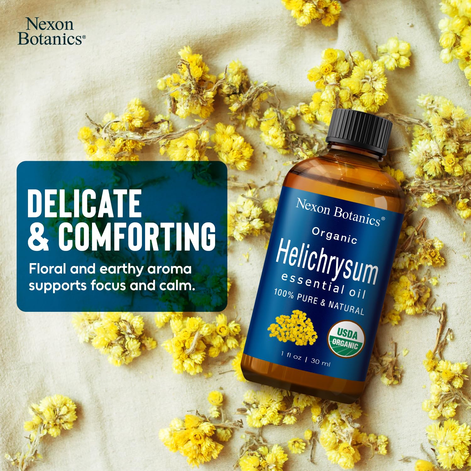 Roll-on Helichrysum Nexon Botanics, solution pratique pour application ciblée.