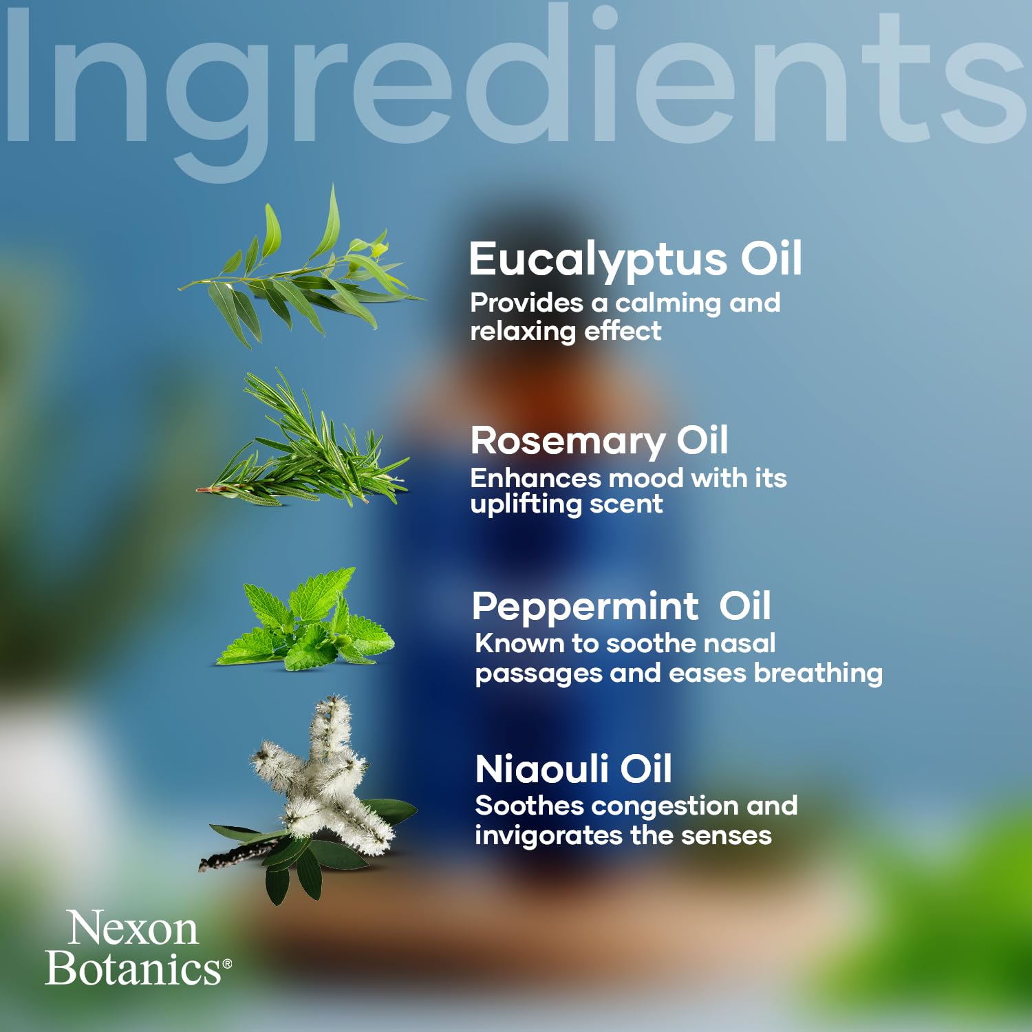 Nexon Botanics Romarin: arôme stimulant pour diffusion apaisante.