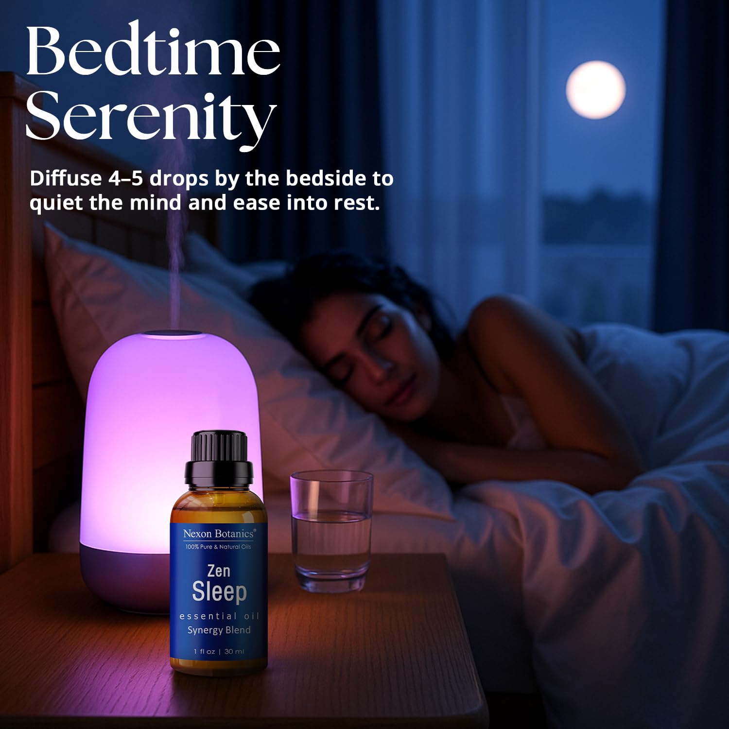 Nexon Botanics Zen Sleep — Application massage diluée sur pieds et nuque.