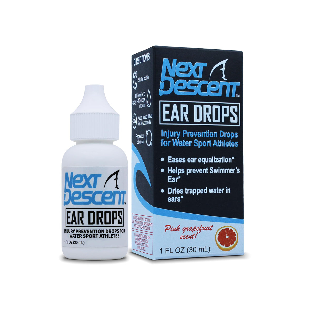 Next Descent gouttes d’oreilles pour nageurs – flacon près des lunettes, confort en piscine