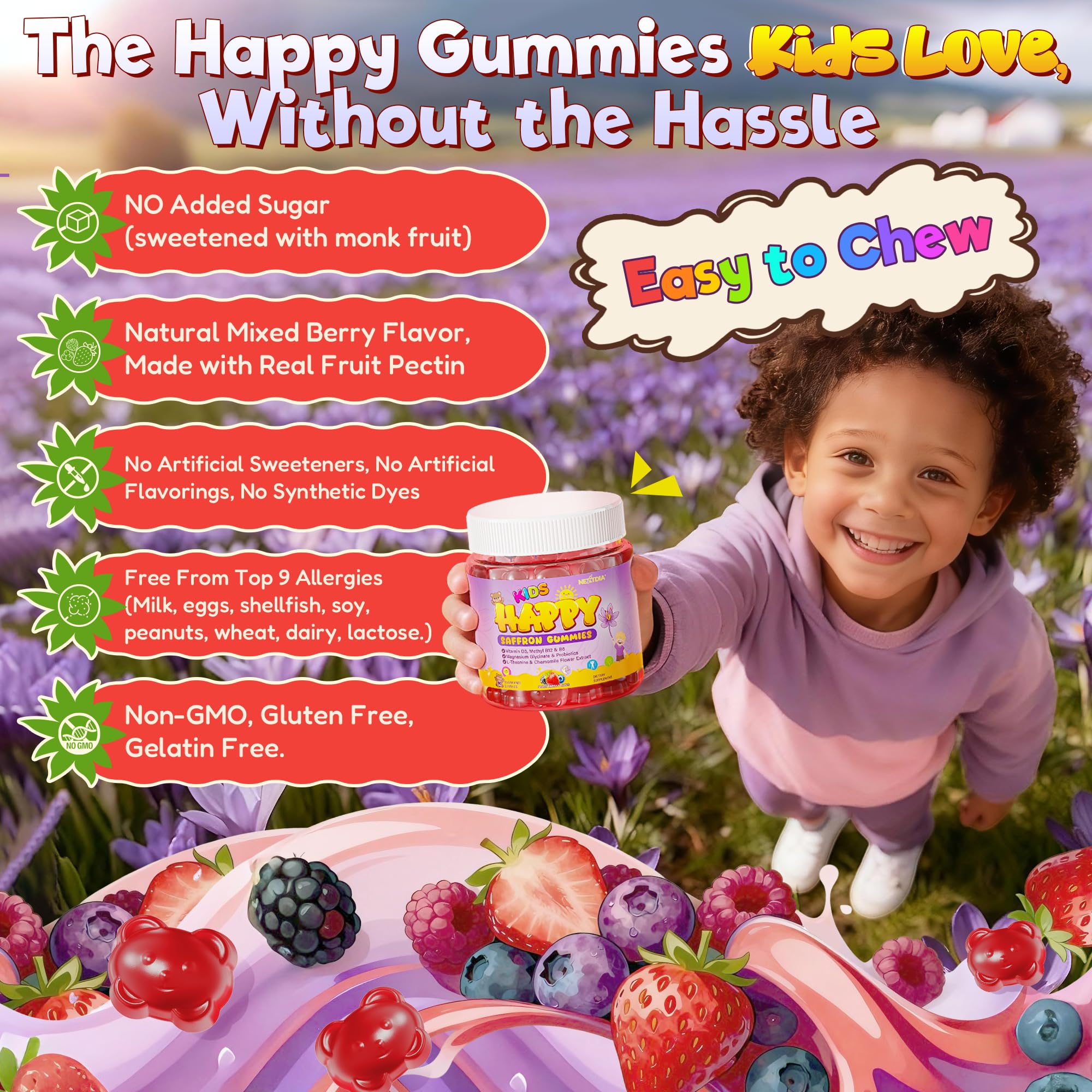 Nextdia Boîte Gummies enfant, emballage pratique et attrayant.