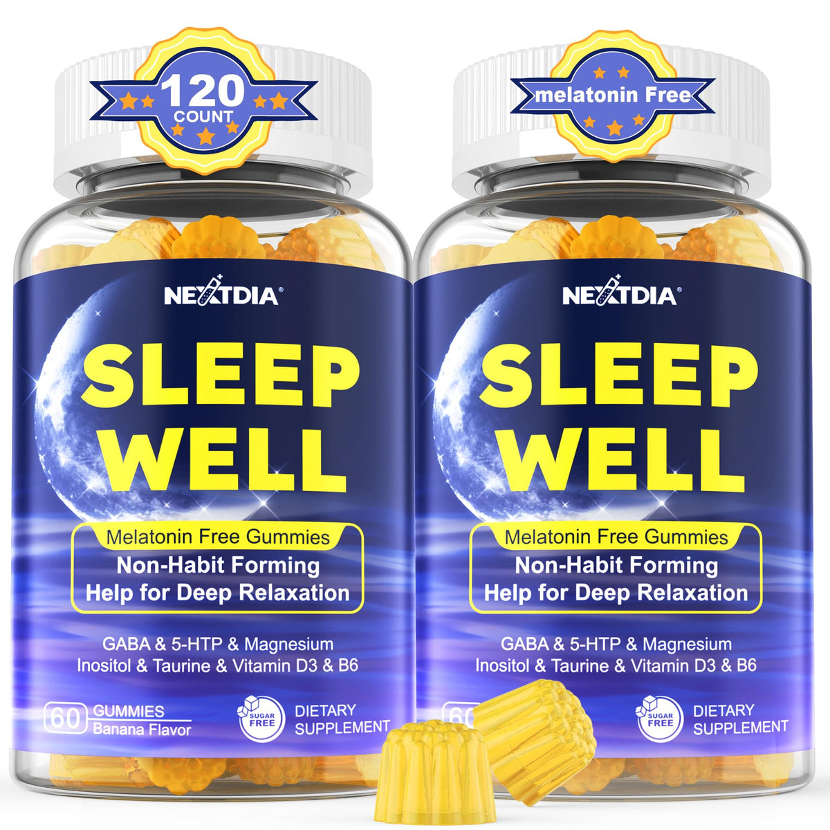 Nextdia - bouteille de gummies sommeil sans mélatonine favorisant relaxation nocturne