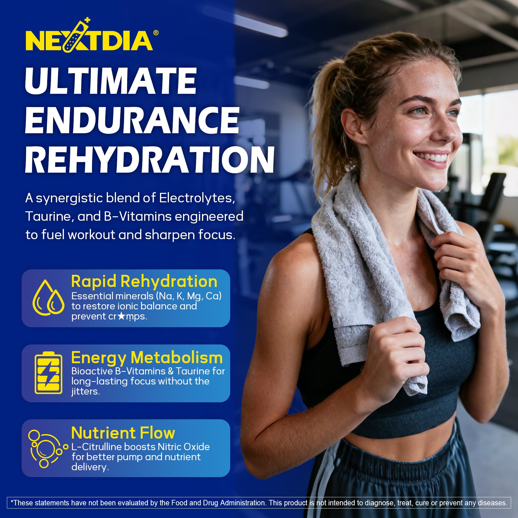 Ingrédients mis en valeur: protéines et électrolytes pour l'hydratation.