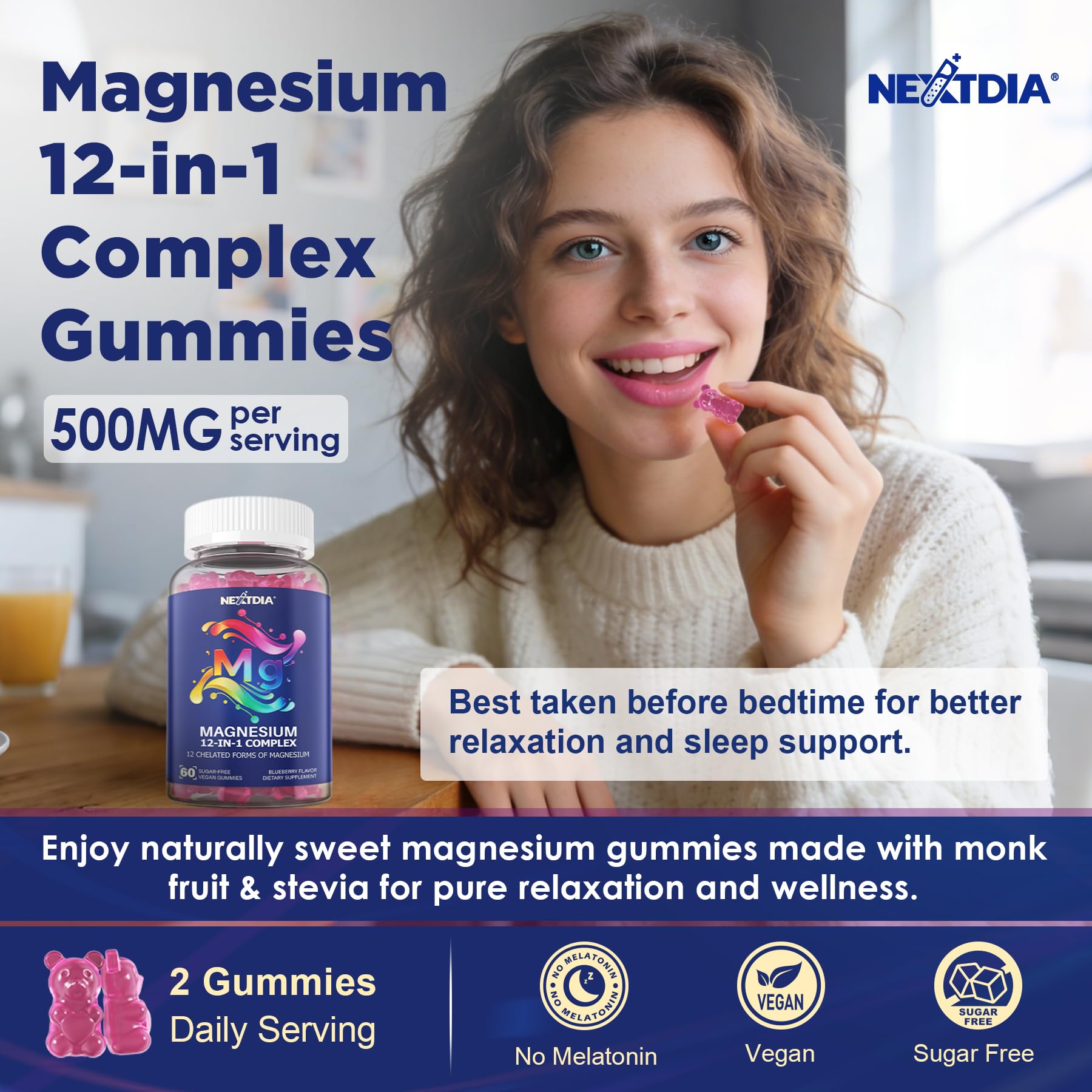 Nextdia magnésium 12 en 1 gummies végane et éthique