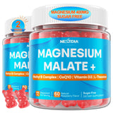 Nextdia Magnesium Malate Gummies dans la bouteille, énergie durable et bien-être quotidien.