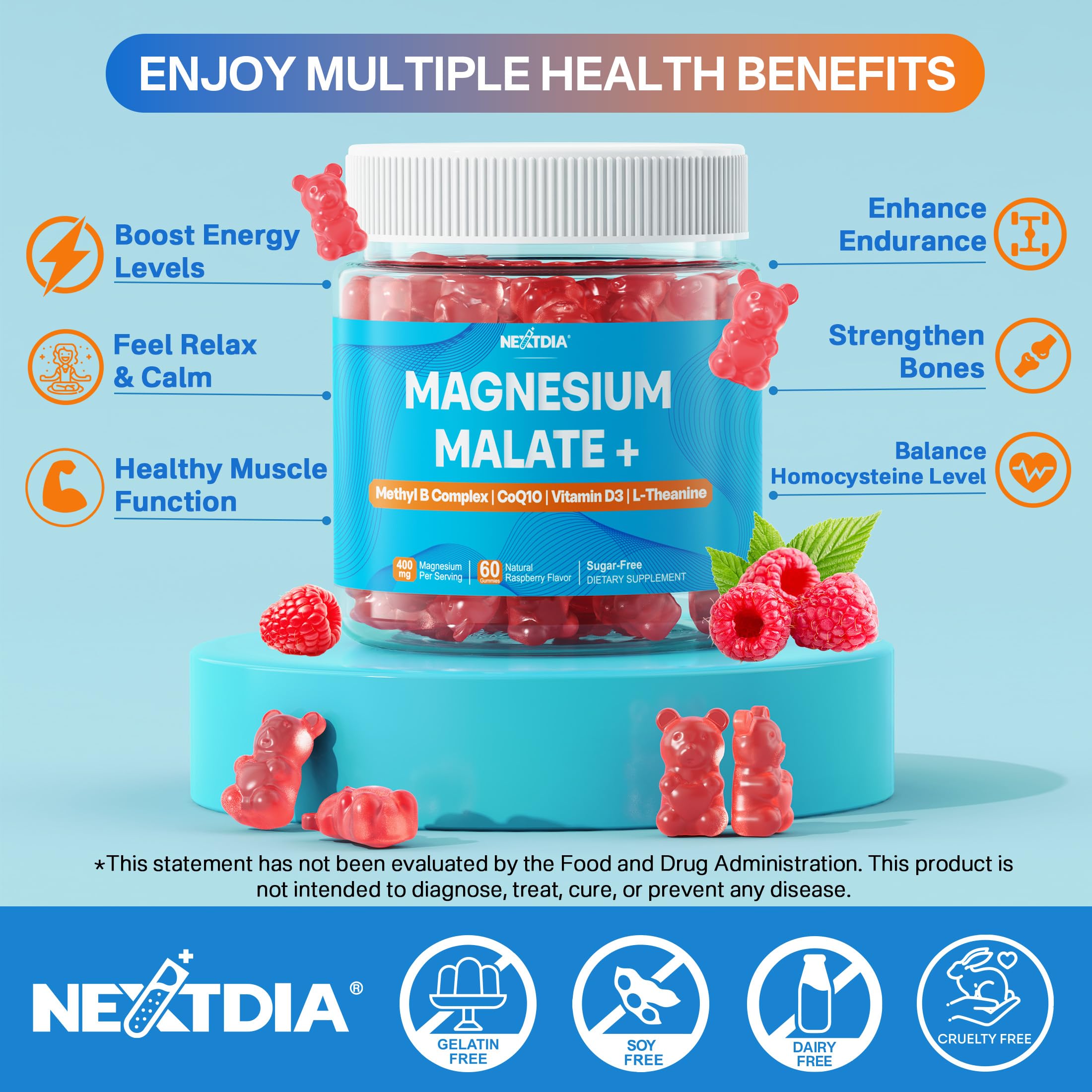 Emballage Nextdia sans sucre, douceur naturelle et sans calories ajoutées.