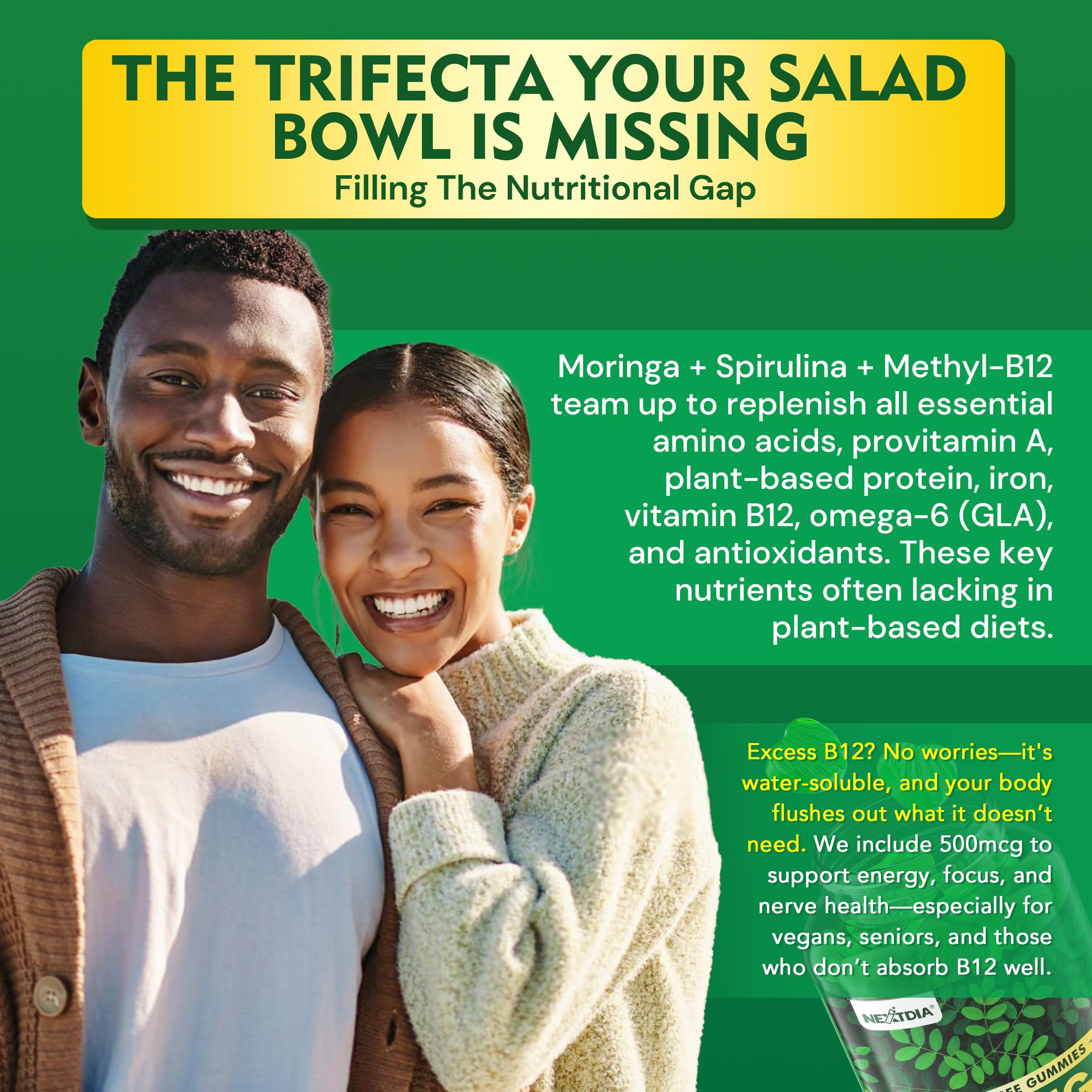 Nextdia Moringa Gummies, absorption améliorée grâce au poivre noir.