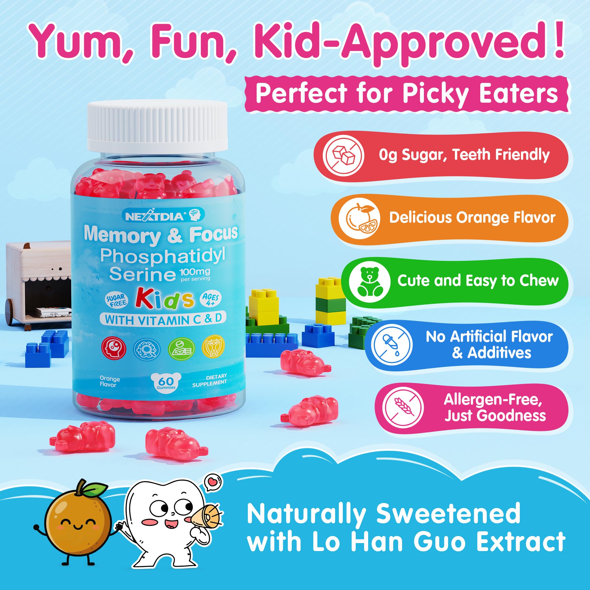 Nextdia gélatine-free, texture agréable pour une routine après l’école.