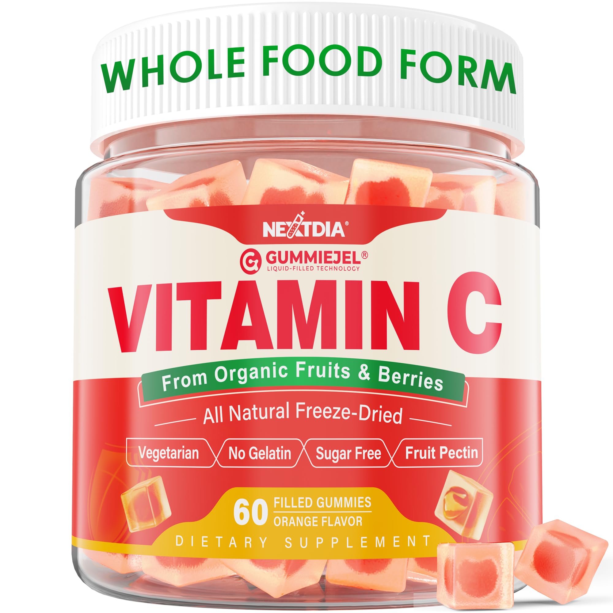 Nextdia vitamine C gommes en bouteille pour soutien immunitaire quotidien.