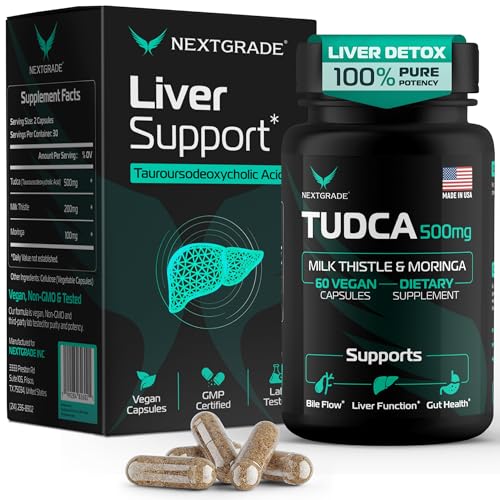 NEXTGRADE Tudca 500 mg – bouteille de gélules, soutien foie et bile au quotidien.