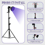 Lampe NFBMRSNC, hauteur ajustable 38–79 pouces, configuration flexible.