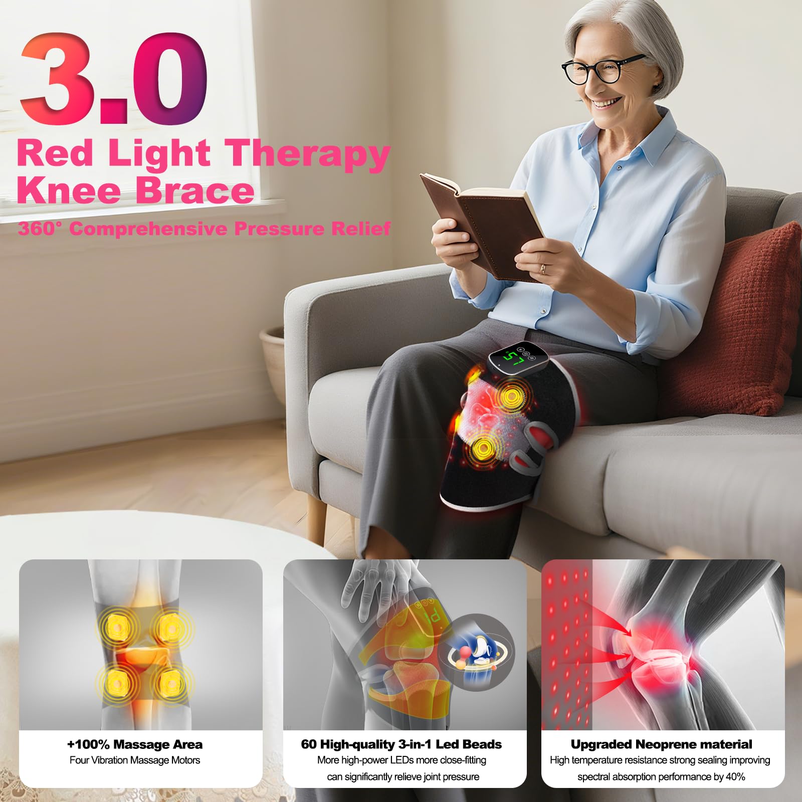 NGCES genou massage par vibration quatre zones pour relaxation