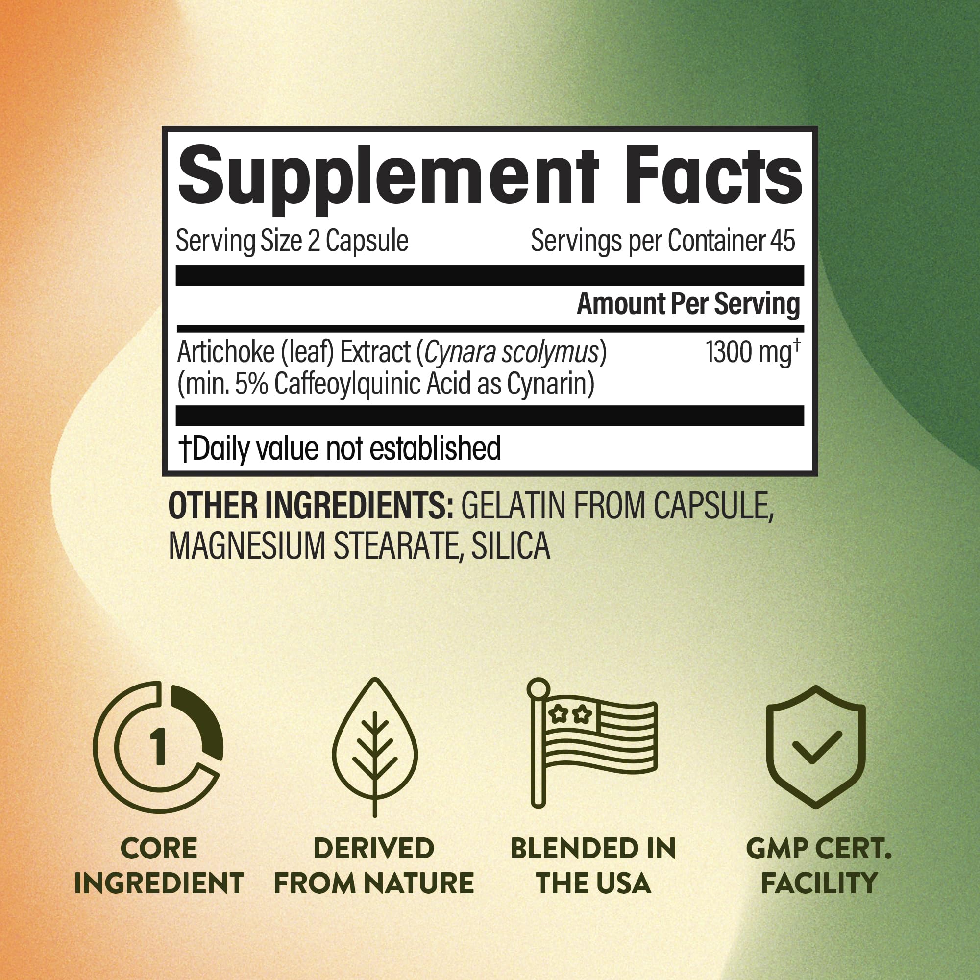 NGL Extrait d'artichaut : dose 1300 mg visible pour le soutien digestif.