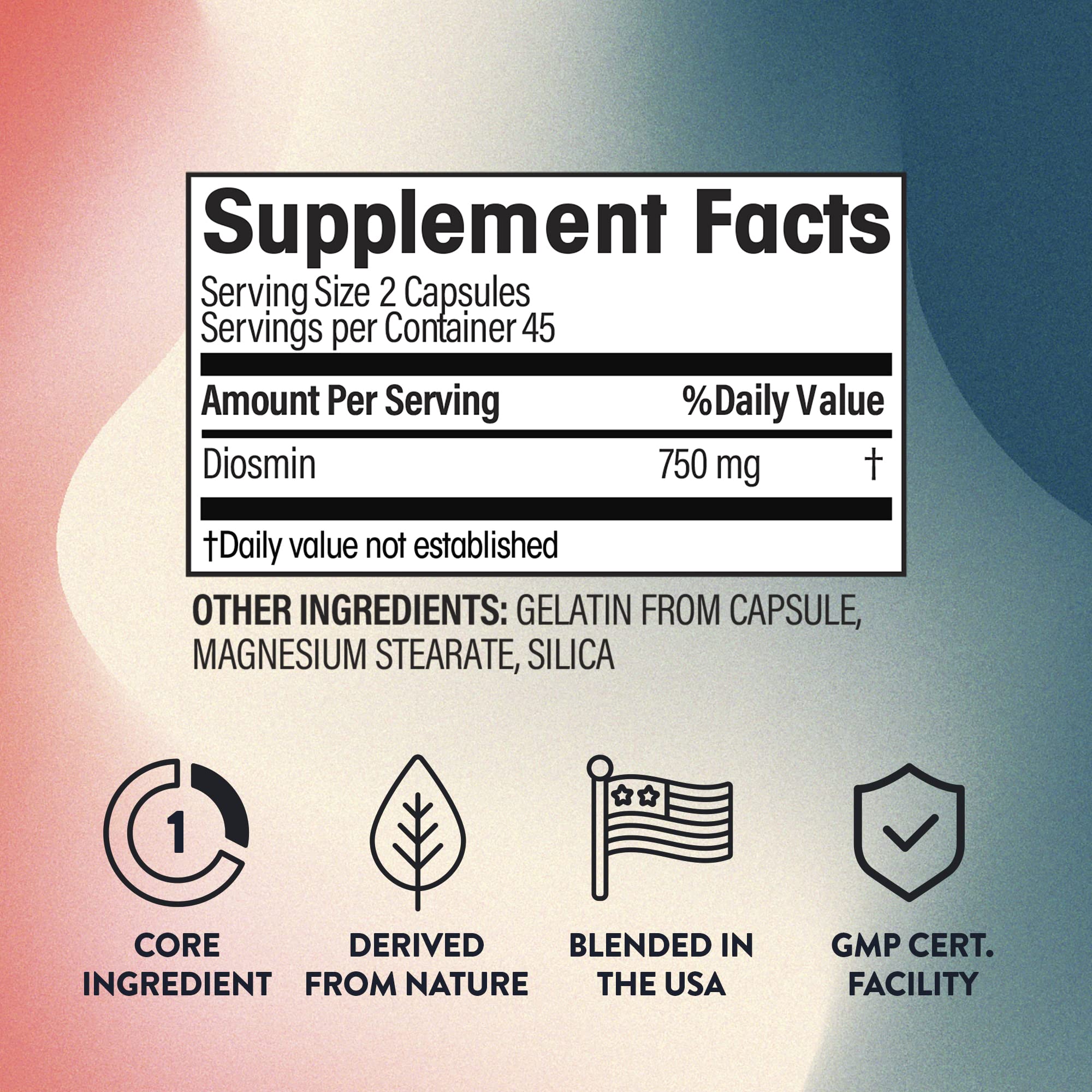 NGL Pure Diosmin 750 mg, capsules prêtes à l'emploi pour une utilisation quotidienne pratique.
