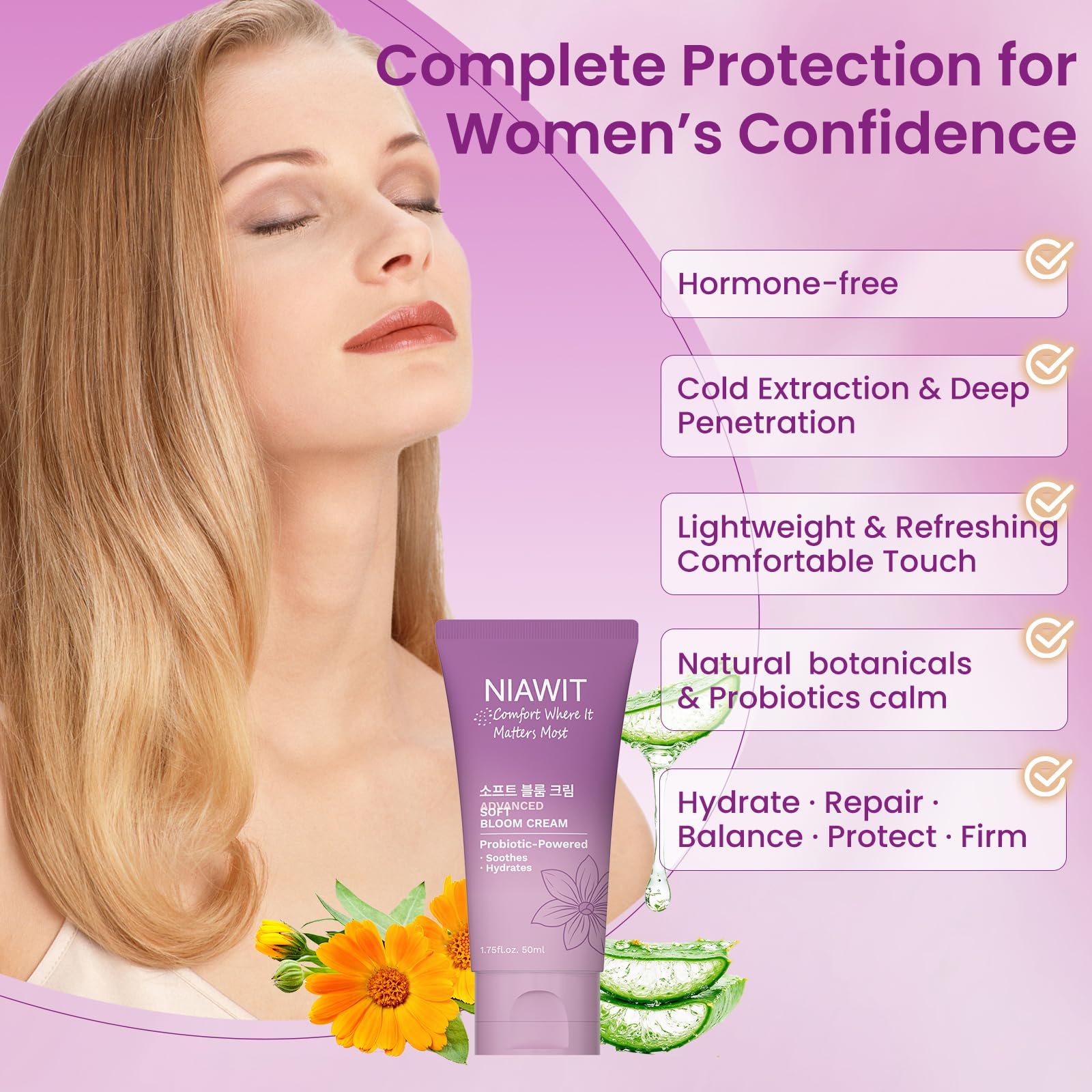 NIAWIT Estrogen Crème, confort jour et nuit pour zones sensibles.