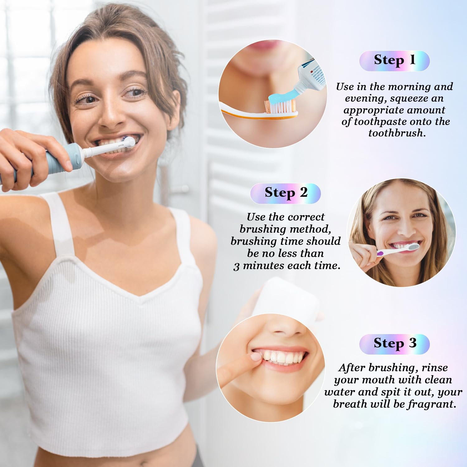 Nicgou Dazzle White: haleine fraîche après le brossage.