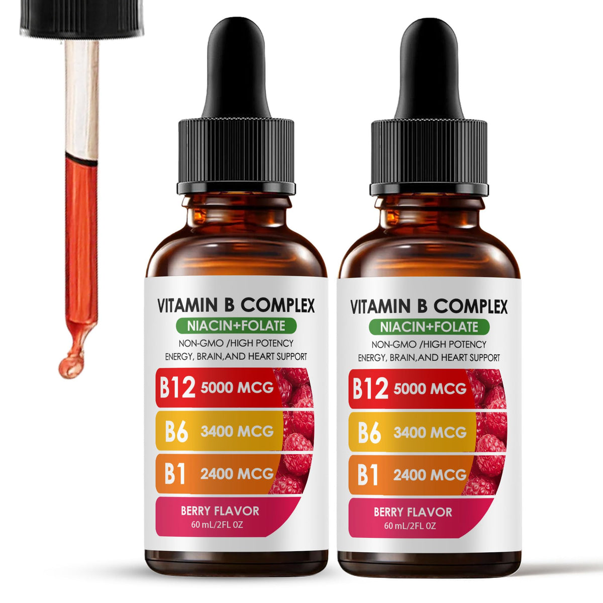 Nichalous complexe B12 en bouteille framboise pour énergie naturelle et concentration.