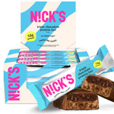 Nick's barres proteines triple chocolat - emballage 12 barres pour une collation proteine rapide.