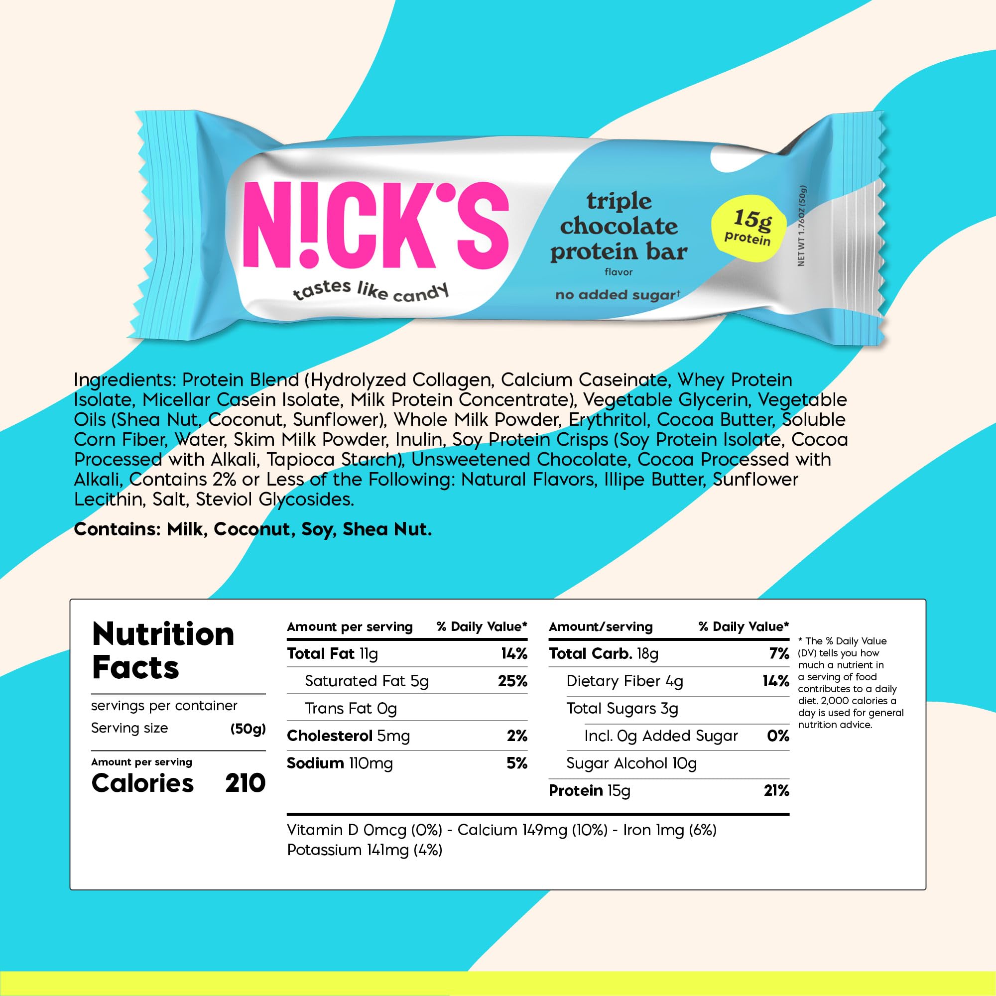 Nick's barres proteines triple chocolat - texture cremeuse pour une douceur protéinée après l'effort.