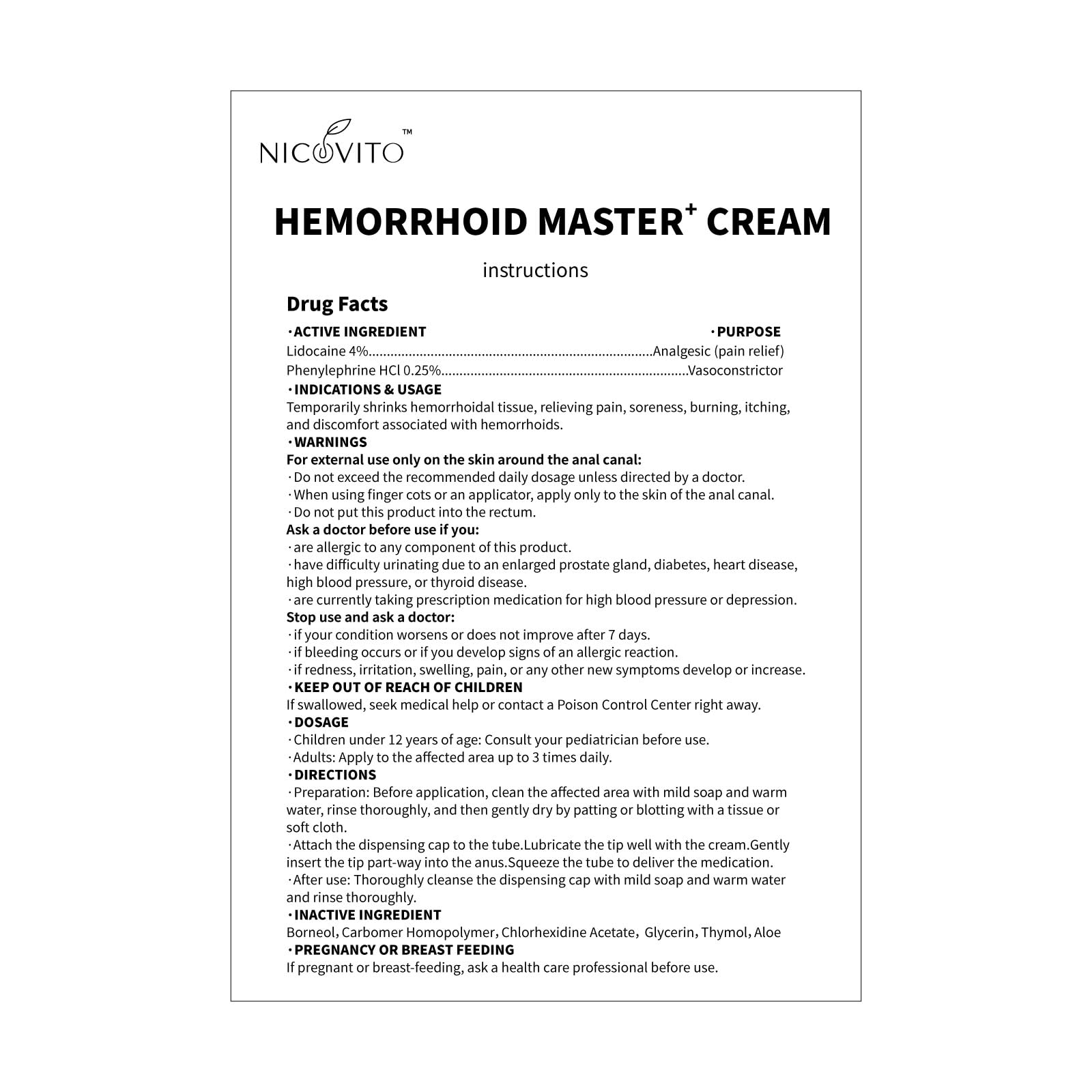 NICOVITO Crème hémorroïde utilisation quotidienne pratique en déplacement.