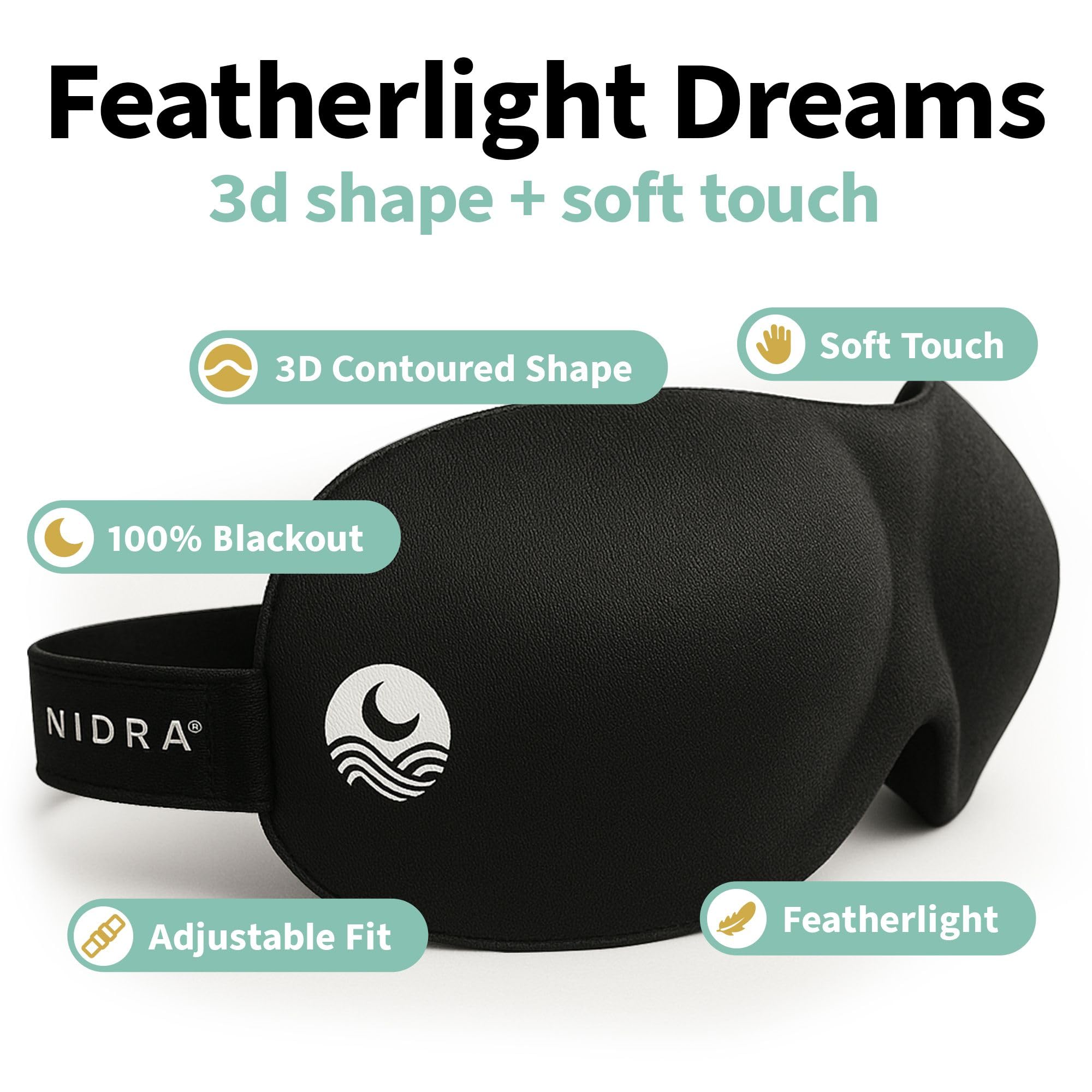 Nidra masque-sommeil ajustement-lateral-legere maintien sûr pour dormeurs sur le côté