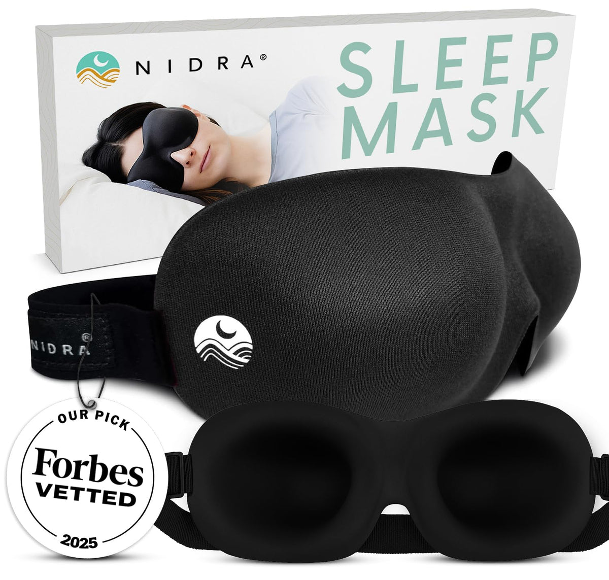 Nidra masque-sommeil contour noir zéro-pression bloque la lumière sans pression sur les yeux