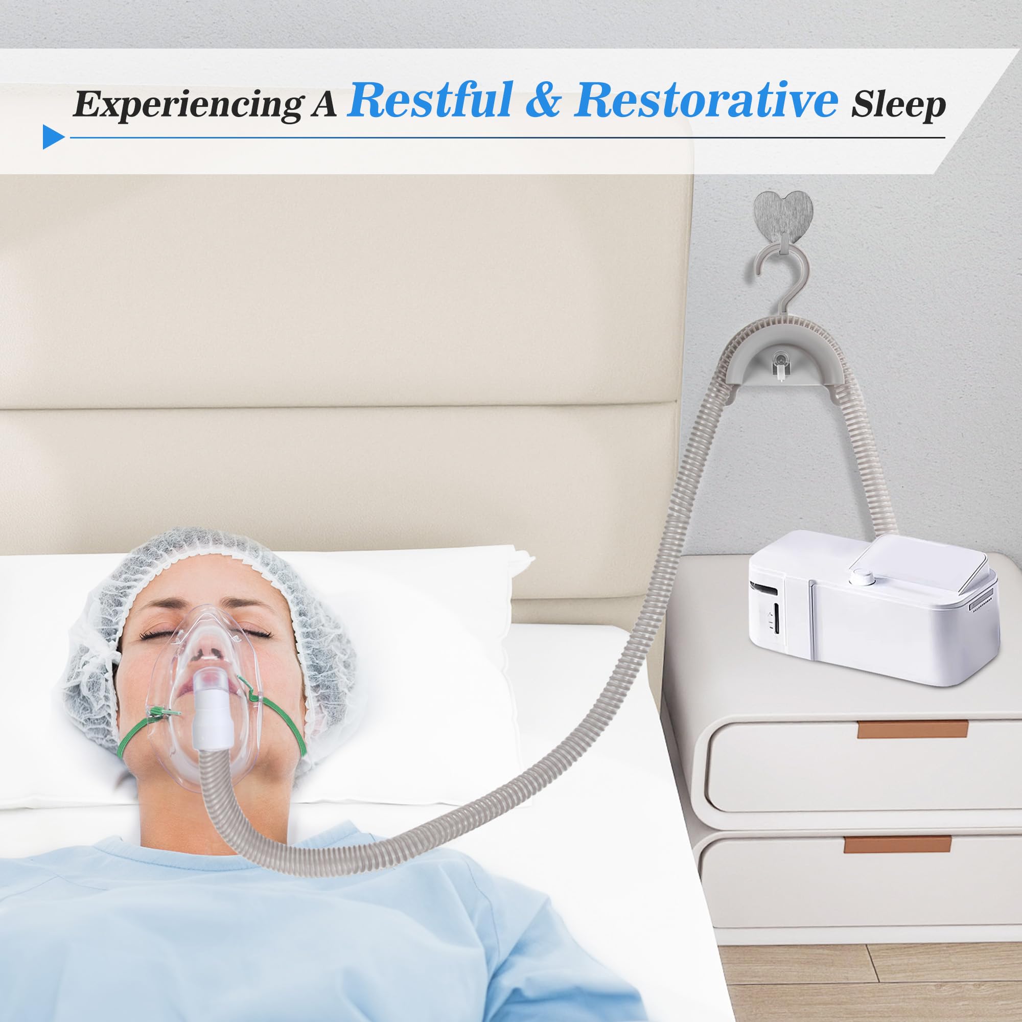 Support-tuyau CPAP par vis NIdreamCE pour fixation sécurisée.