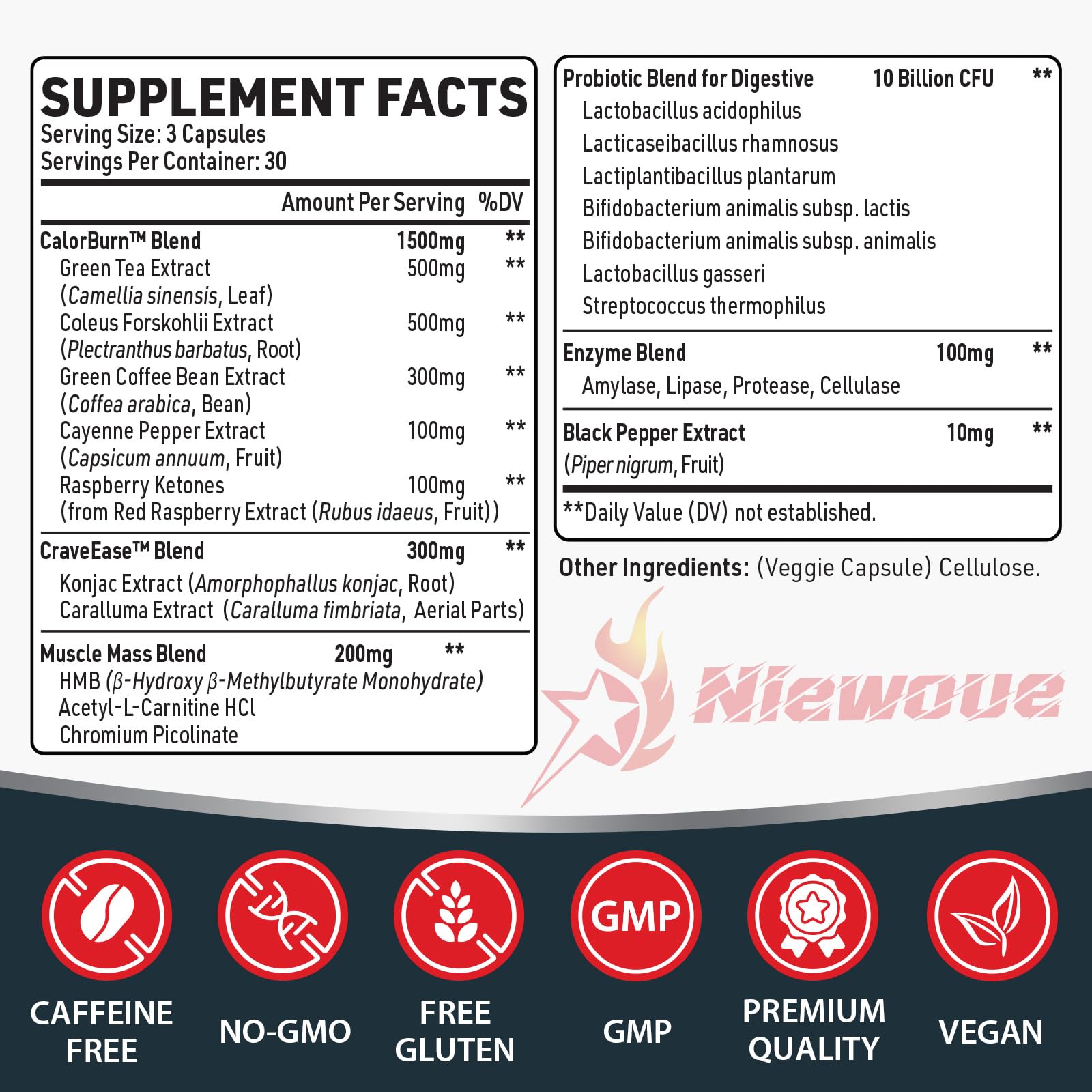 Niewoue Thermogénique pour hommes – capsules visibles et aide possible à la gestion de l’appétit.