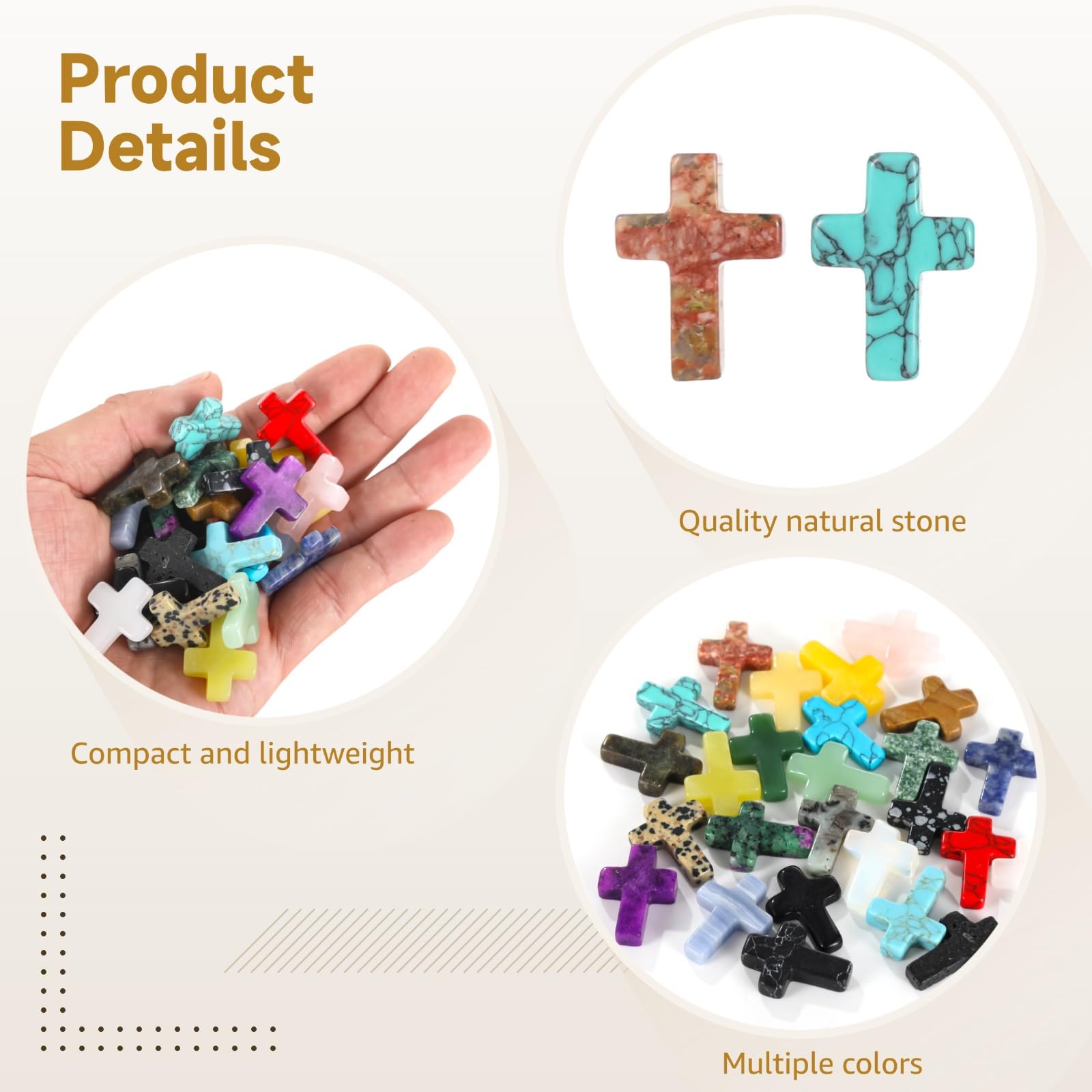 NIMBLOOM croix de poche vert en pierre naturelle, idéal pour décor et porte-clés.