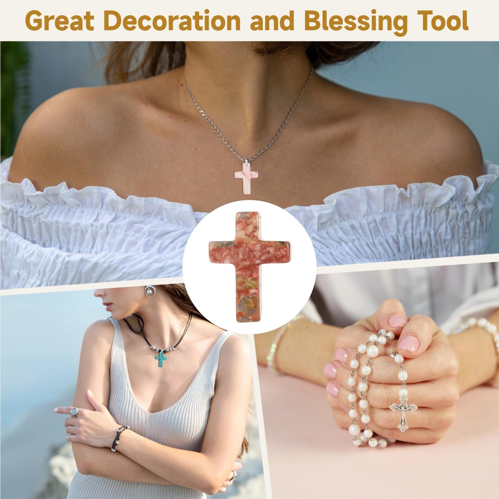 NIMBLOOM croix de poche violet en pierre naturelle, solution légère pour embellir vos accessoires.