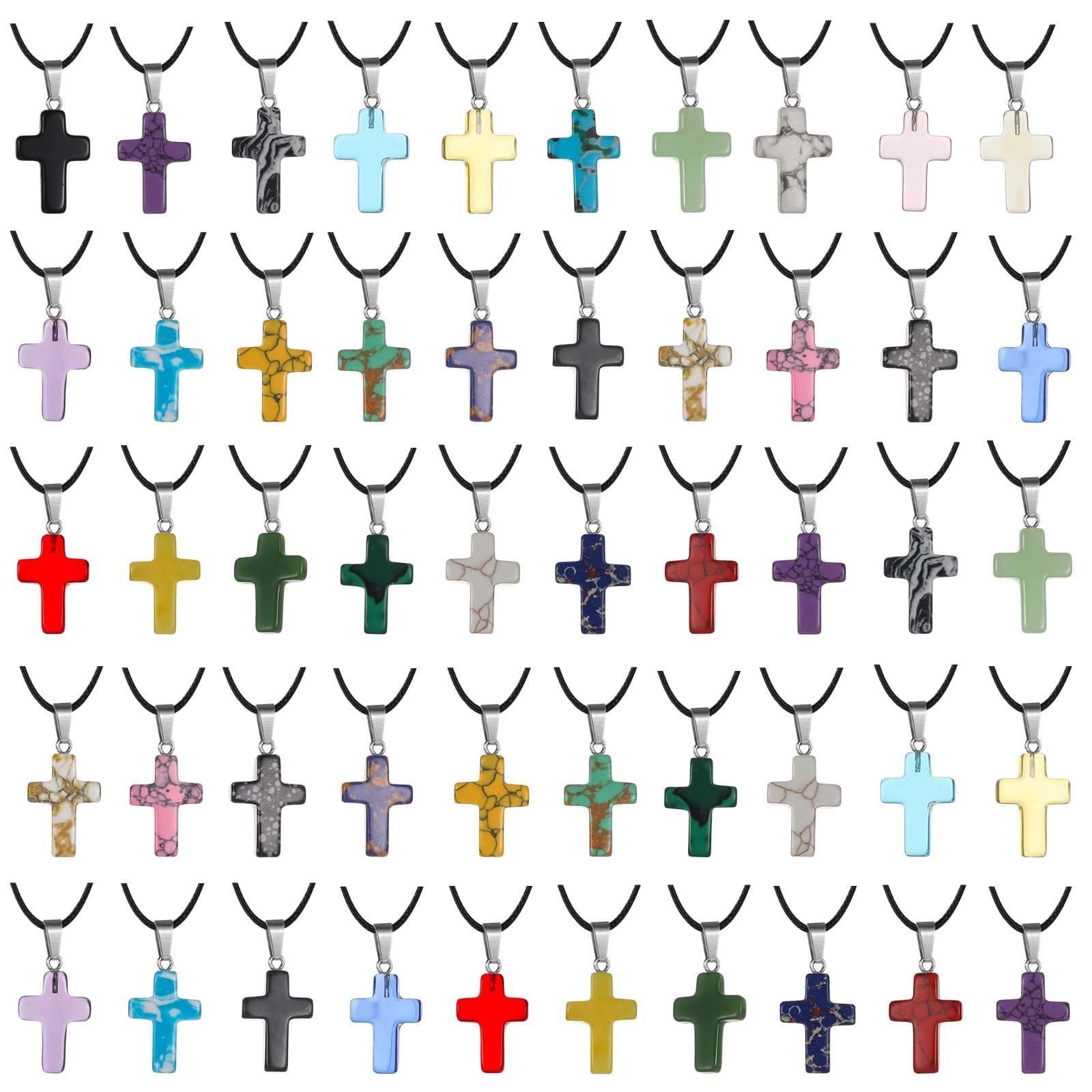 Pendentif croix en pierre NIMBLOOM, fini poli, idéal pour bijoux élégants faits main.