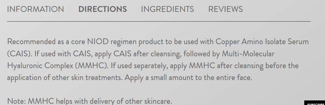 NIOD Multi-Molecular Hyaluronic Complex – pompe pratique: dosage précis et utilisation confortable.