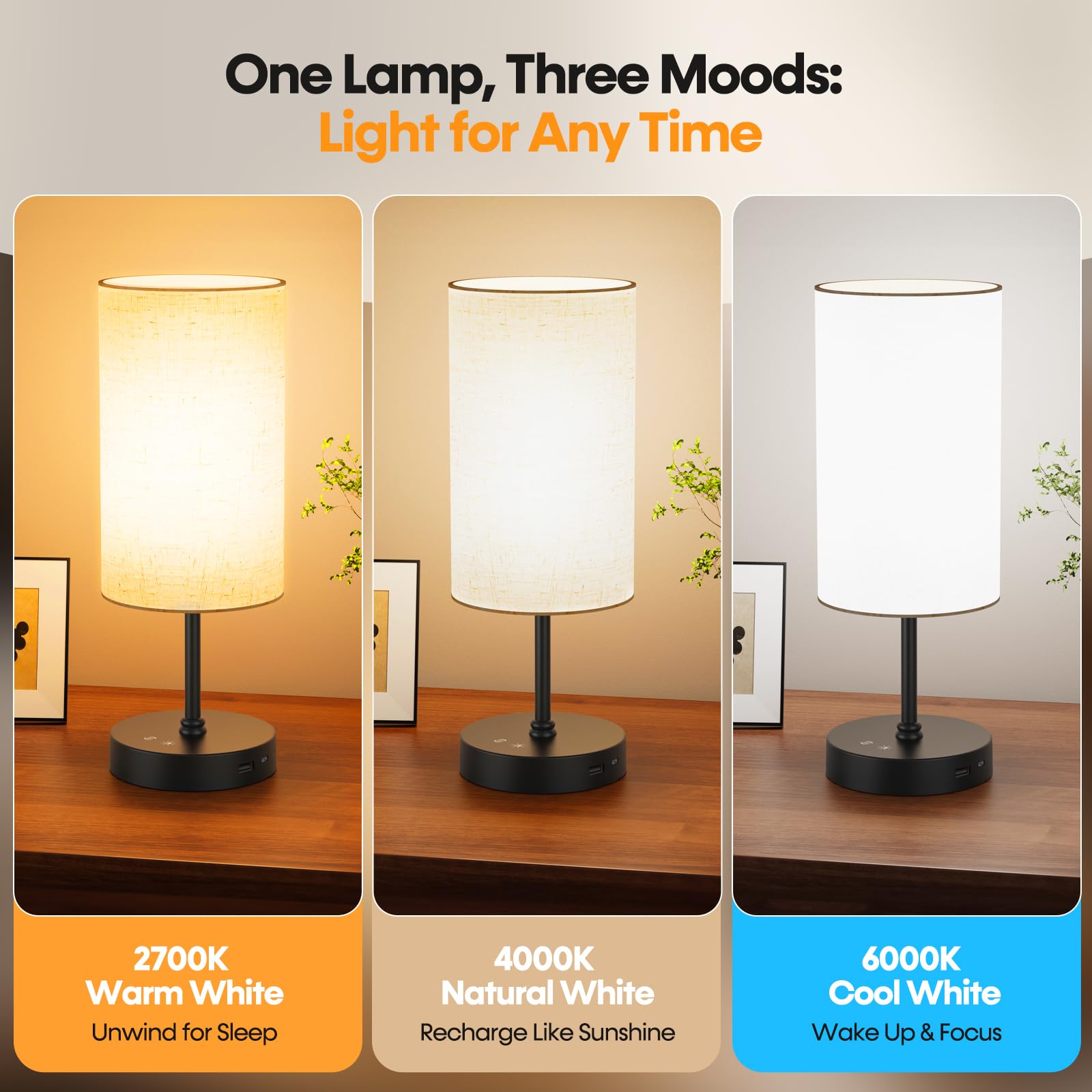Lampe NIORSUN avec 3 températures de couleur pour concentration ou détente.