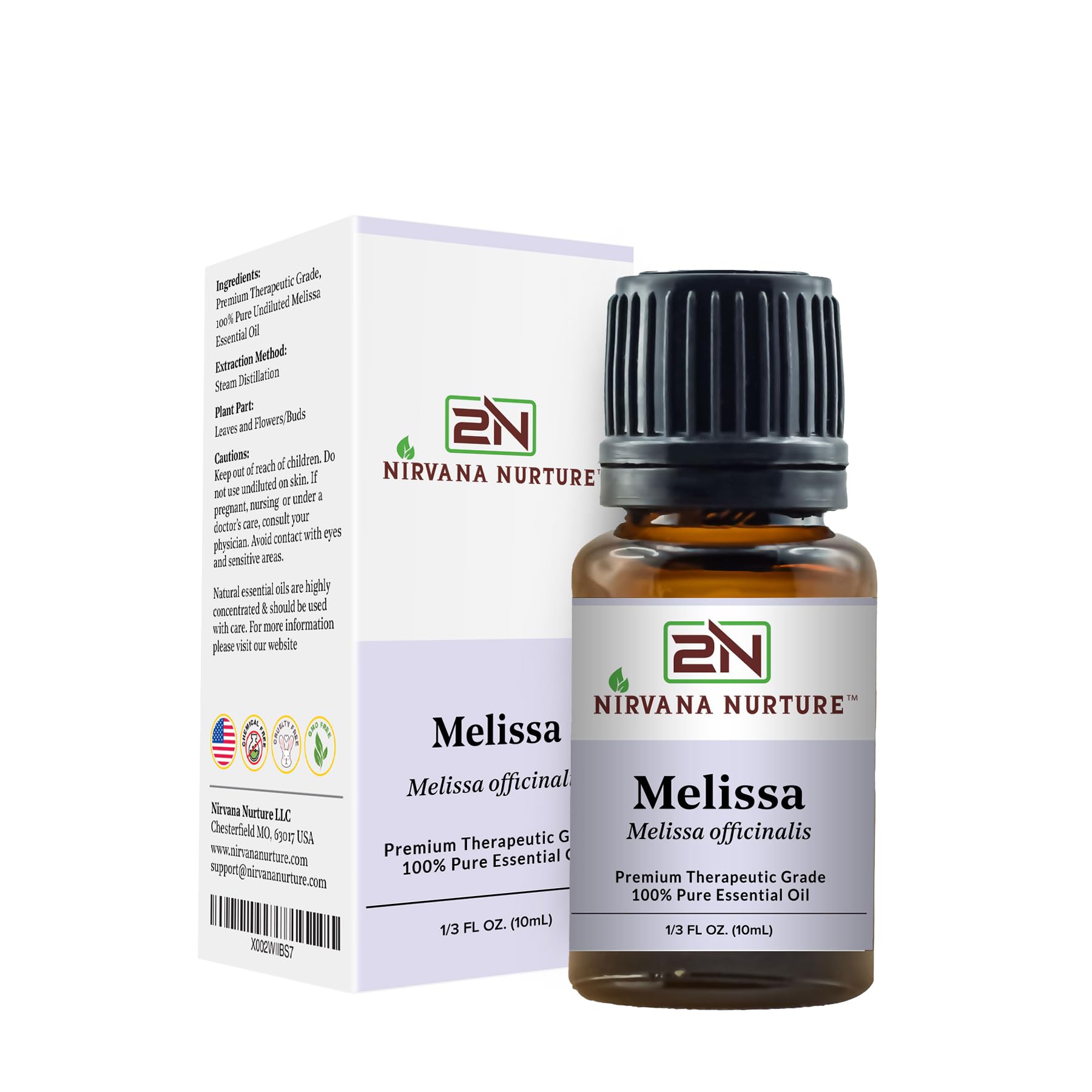 Bouteille ambre Melissa Nirvana Nurture prête à l’emploi pour diffusion facile.