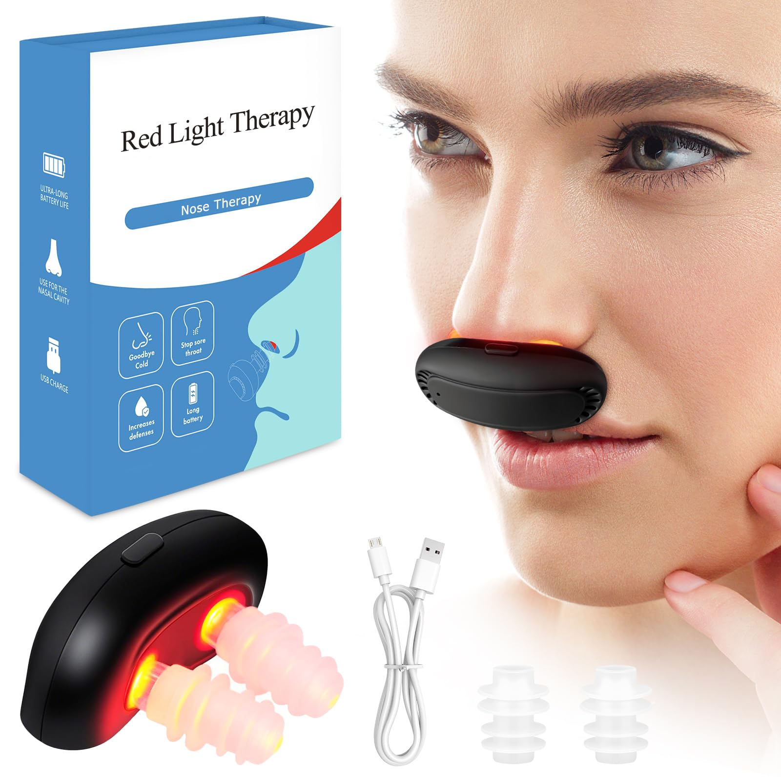 NISAIKLUZ lampe rouge nasale, séance quotidienne pour confort nasal et respiration plus facile.