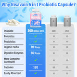 Nisavain Probiotiques 5en1 – capsules visibles, formulation 5-en-1.