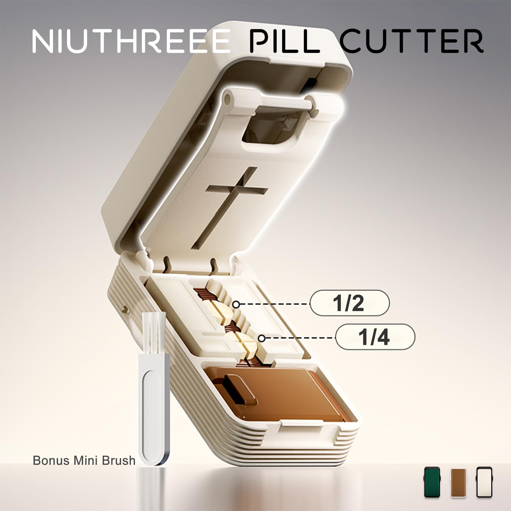 Niuthreee coupe-pilules 1/2 – tranche nette et fiable.