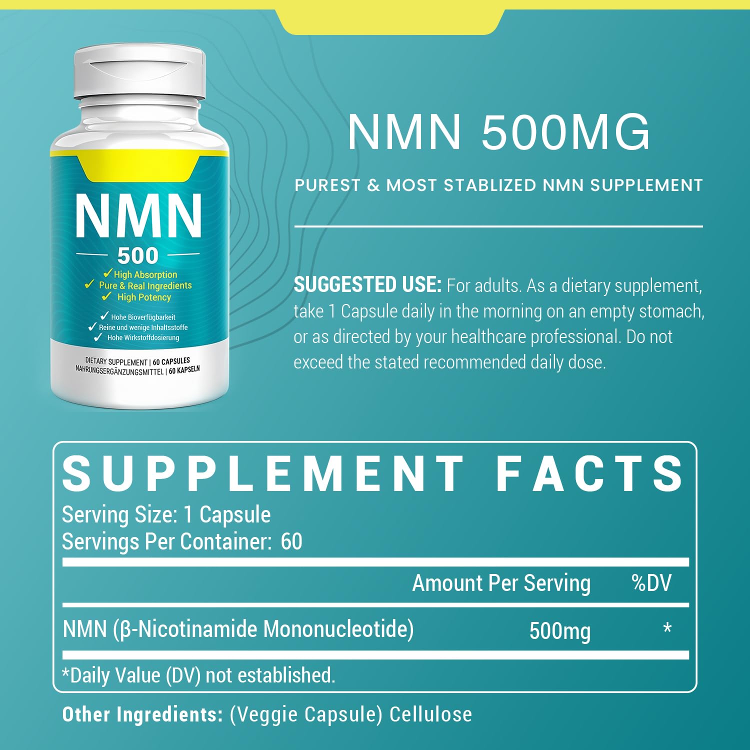 Nivantav NMN 500 mg - prise quotidienne facile à intégrer