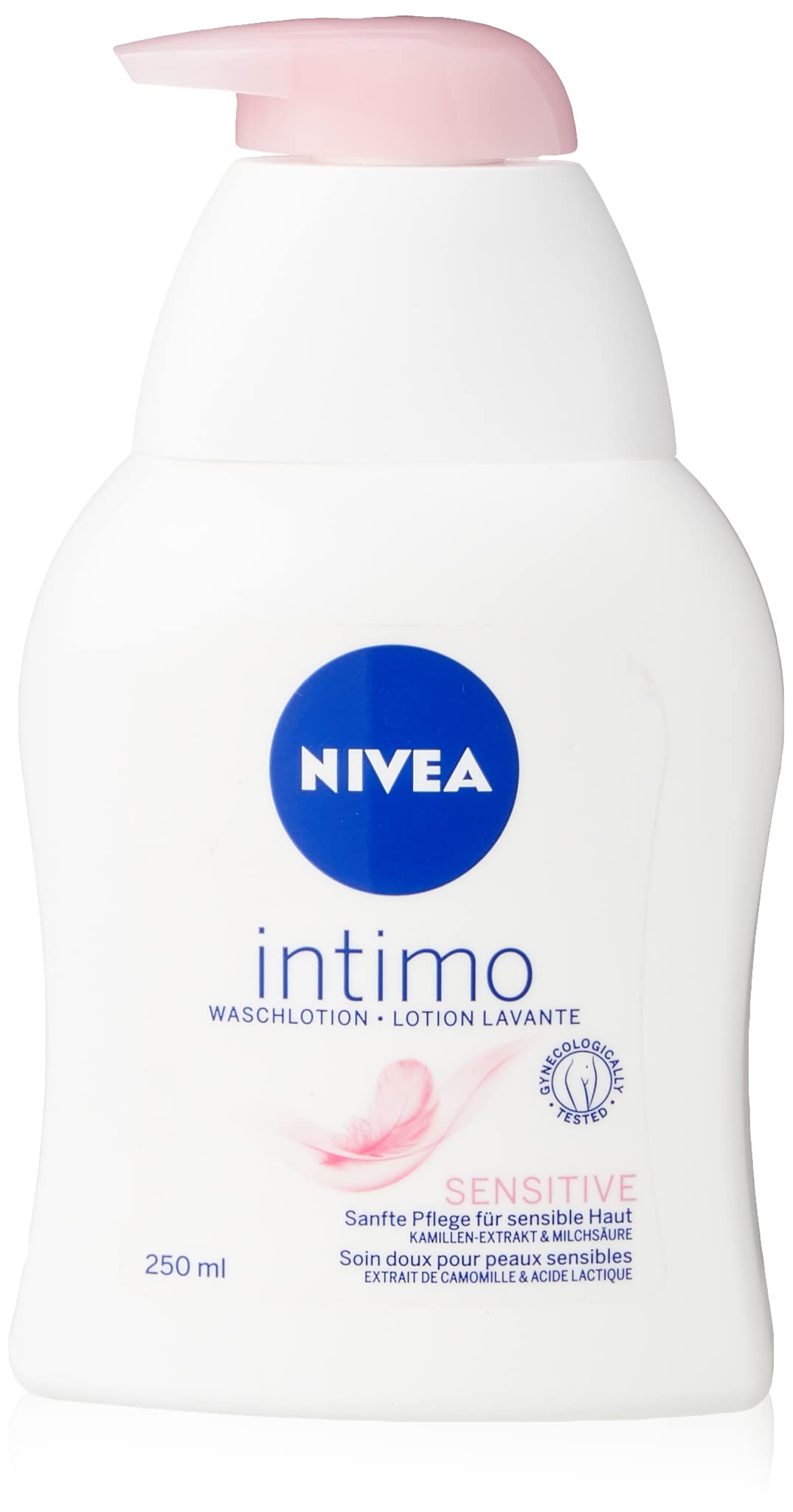 NIVEA Intimo Sensitive : bouteille avec pompe pour une application douce et pratique.