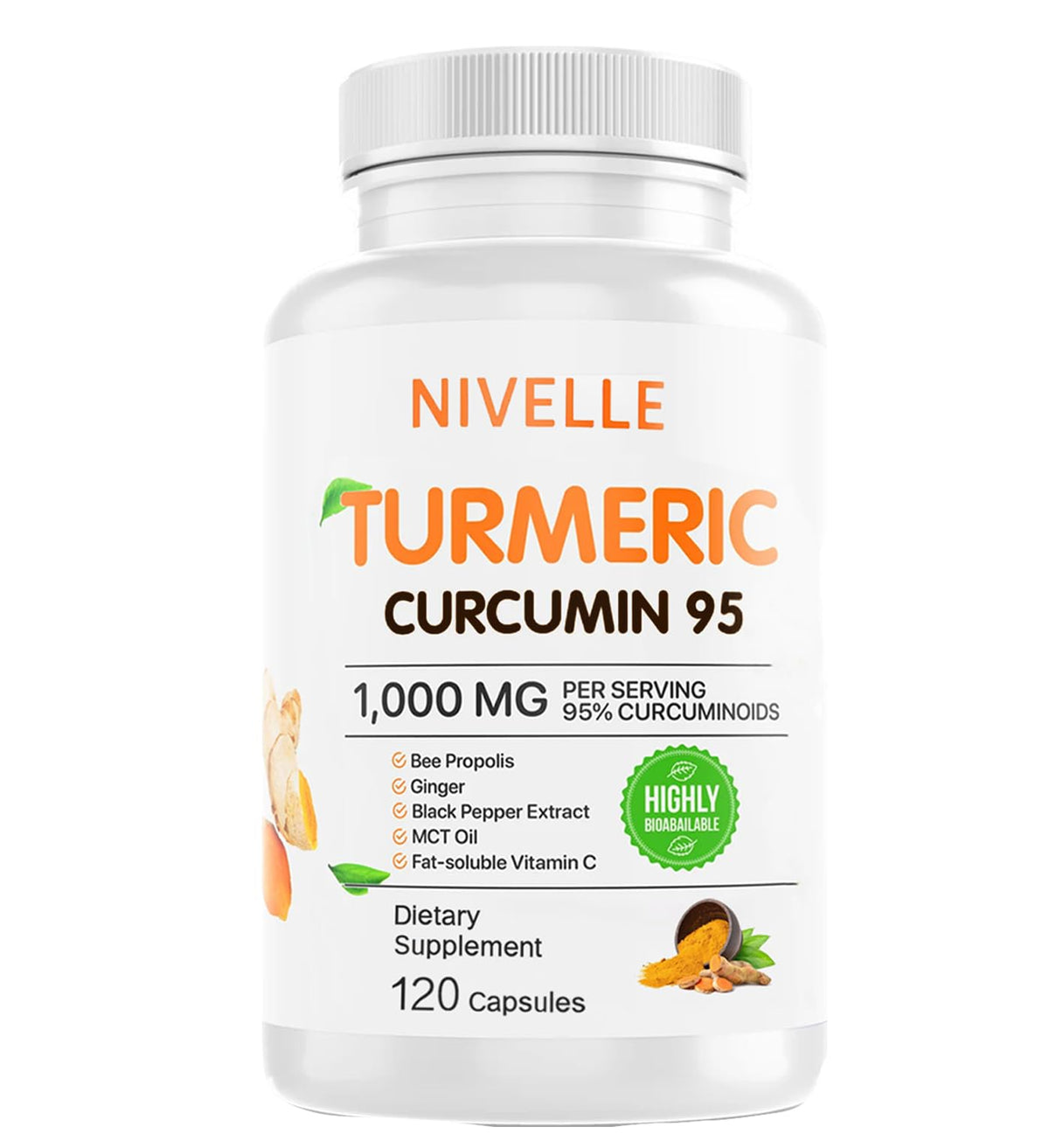 NIVELLE curcuminoïdes du curcuma, bouteille de capsules prête au quotidien