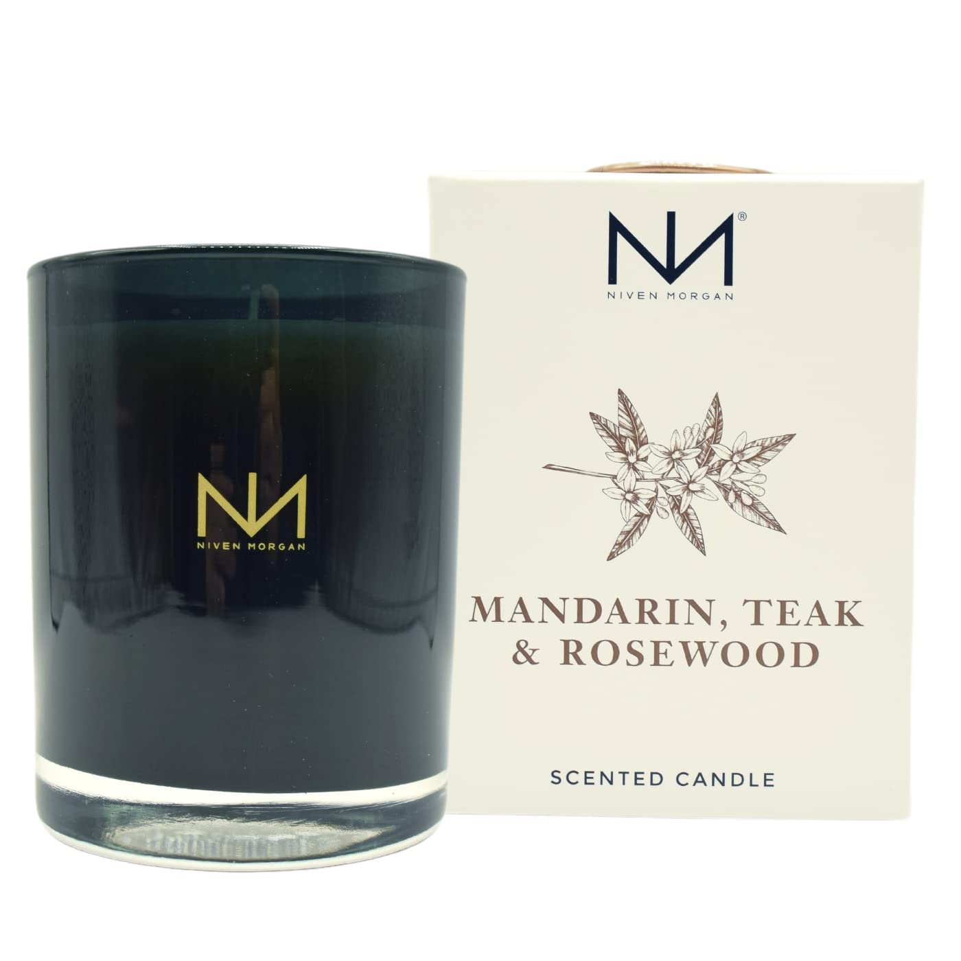 Bougie Niven Morgan Mandarin Teck Rosewood, design élégant et parfum durable.