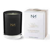 Niven Morgan Whitewood Sea Salt bougie emballage, ambiance raffinée prête à offrir.