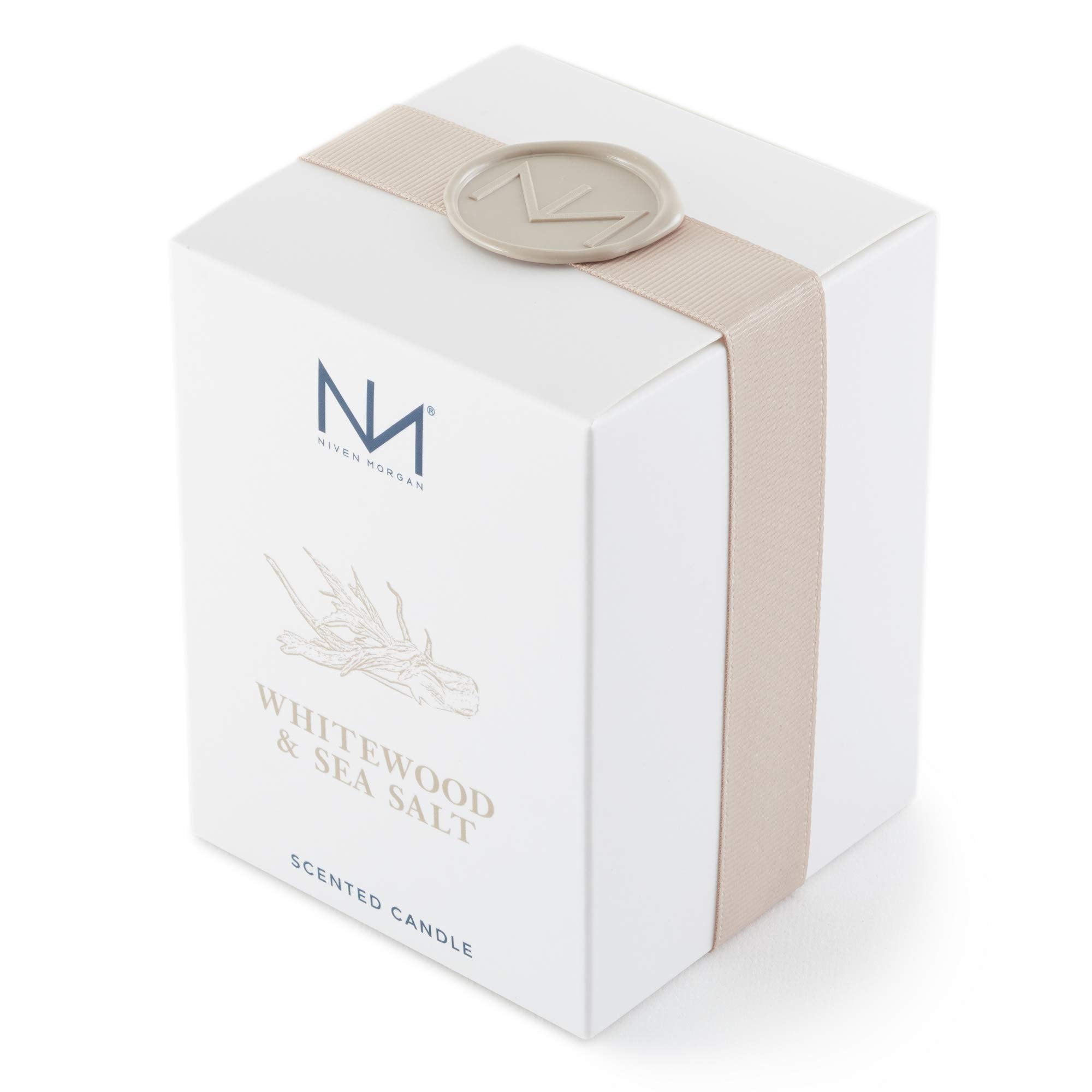 Niven Morgan Whitewood Sea Salt étiquette détaillée, produit prêt à offrir chez soi.
