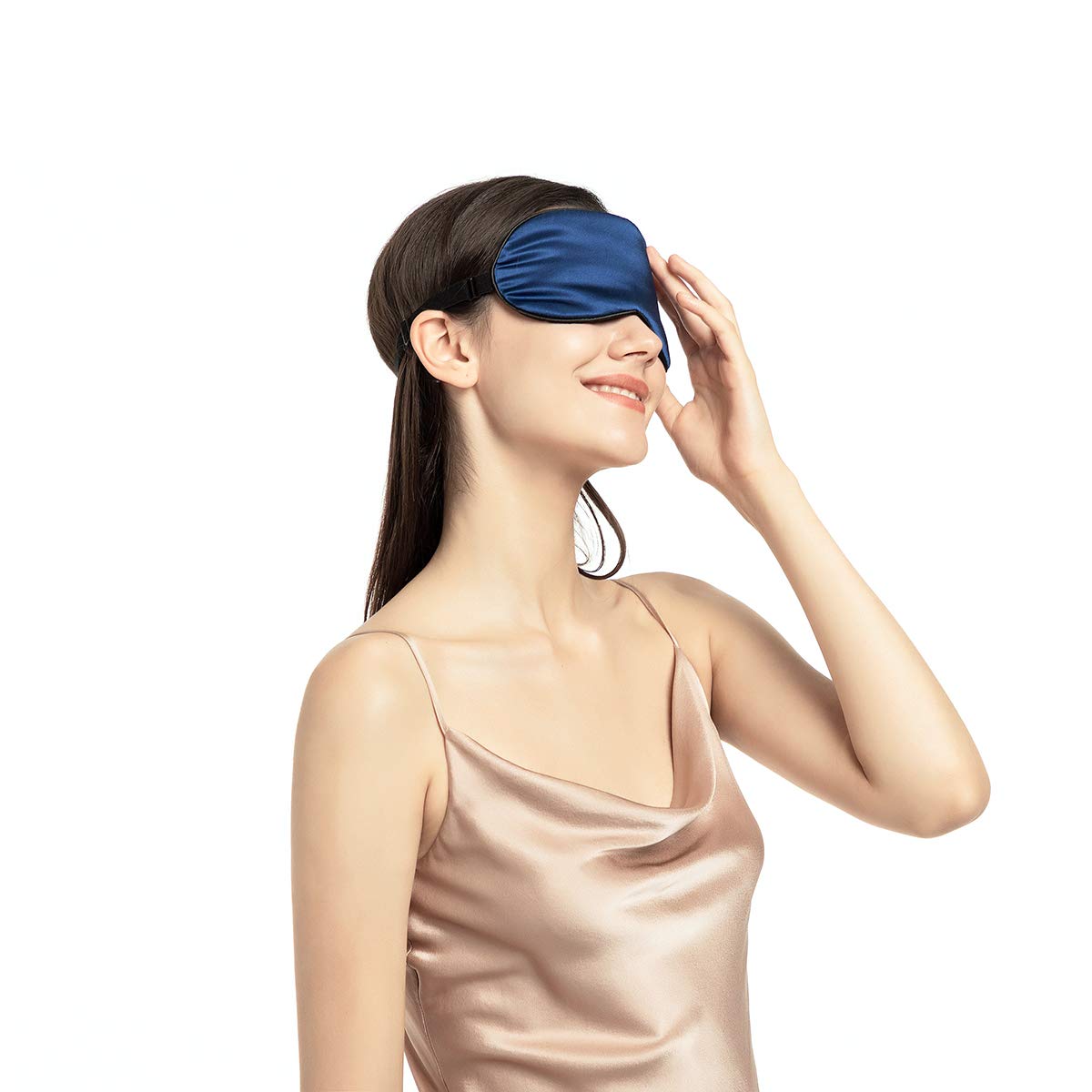 Masque bleu marine élégant et naturel, parfait pour voyager et dormir