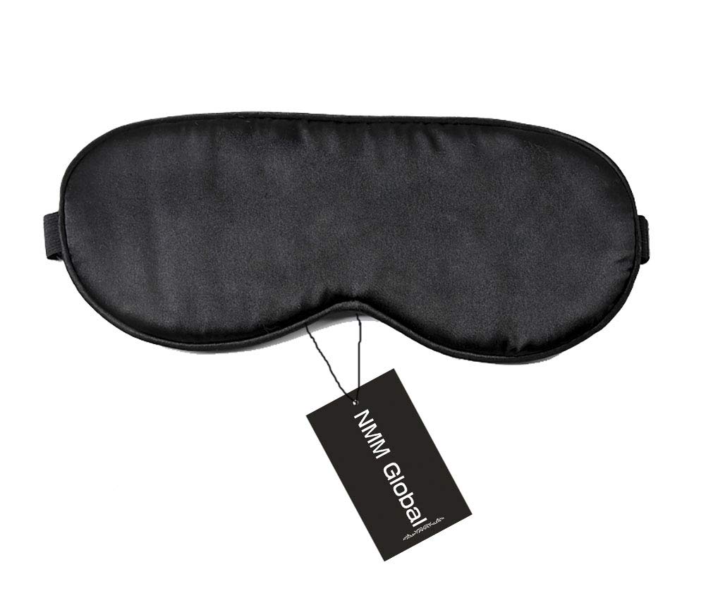 Masque NMM Global en soie mulberry noir, douceur luxueuse pour nuits paisibles.