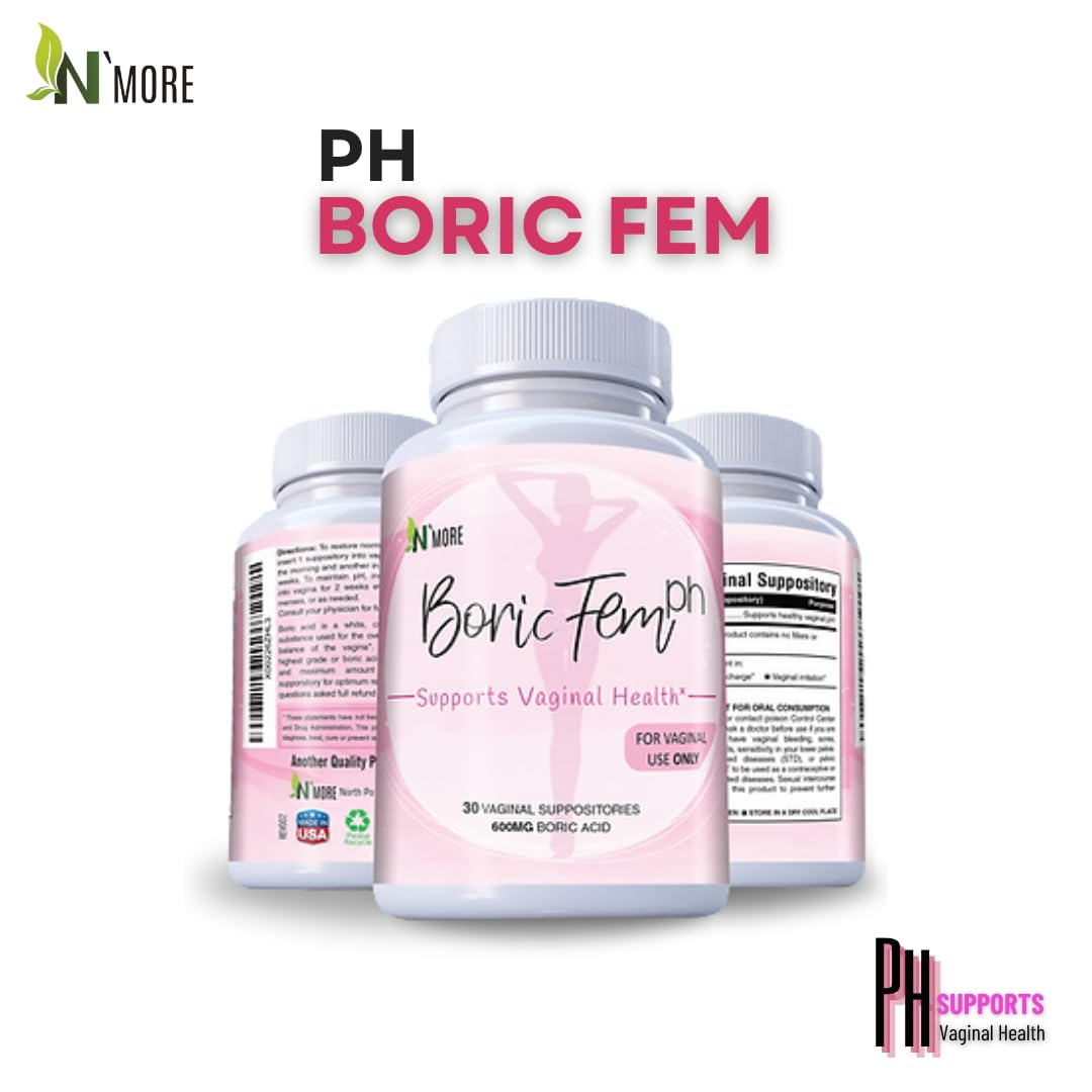 Suppositoires N'More à l'acide borique, dosage 600 mg, usage simple chaque soir.