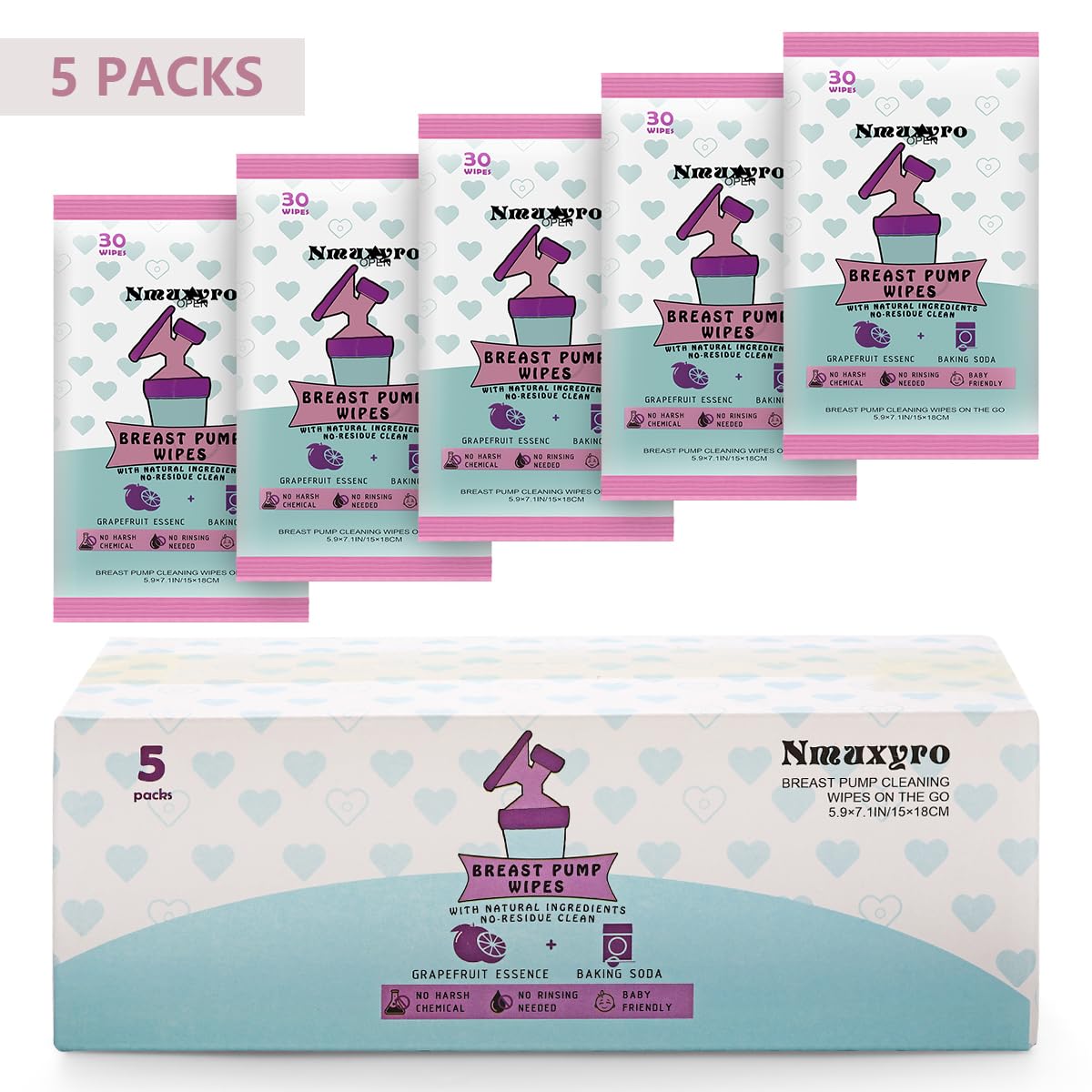 Nmuxyro Lingettes – nettoie biberons et sucettes rapidement sans parfum.