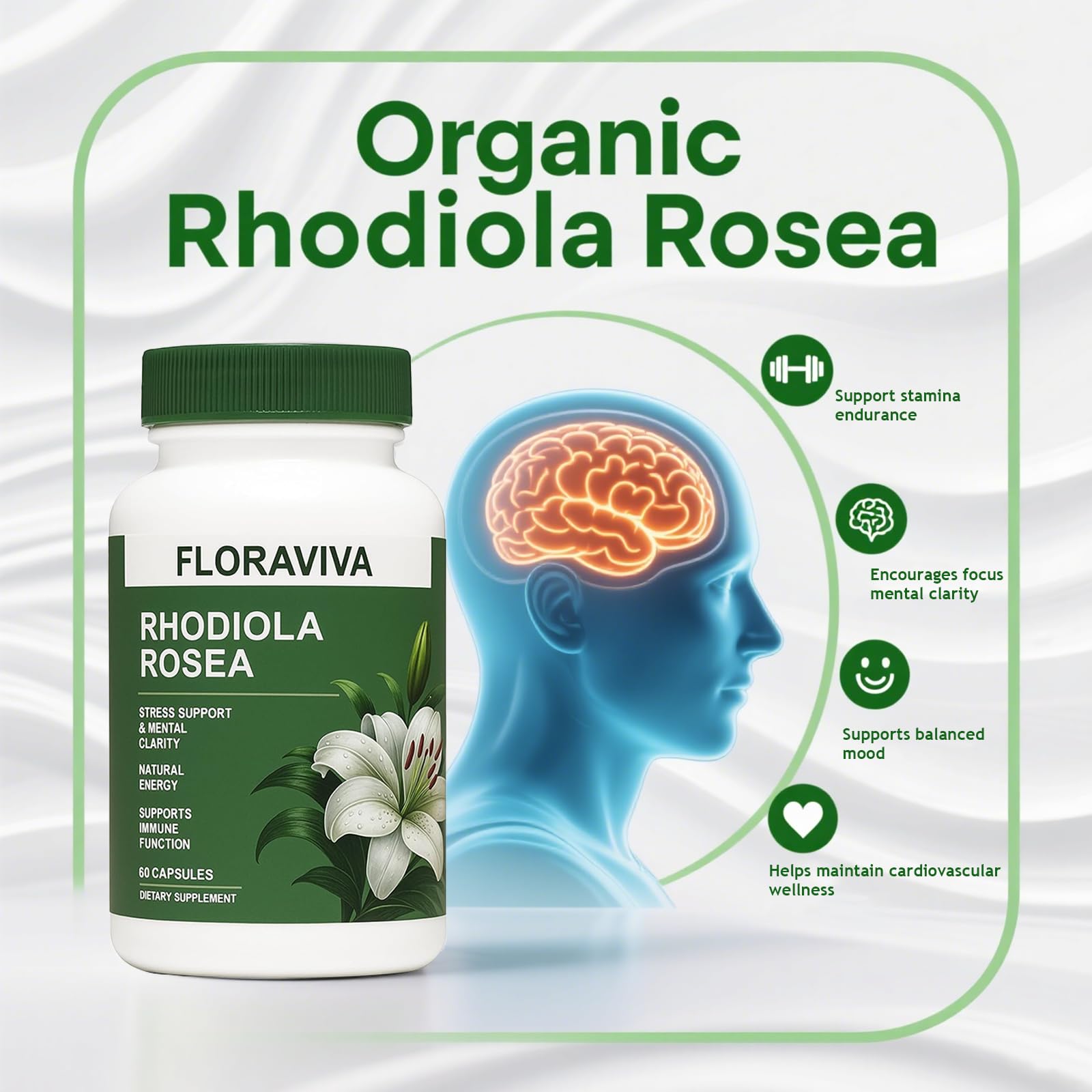 Boite emballage Floraviva Rhodiola Rosea sur plan de travail quotidien