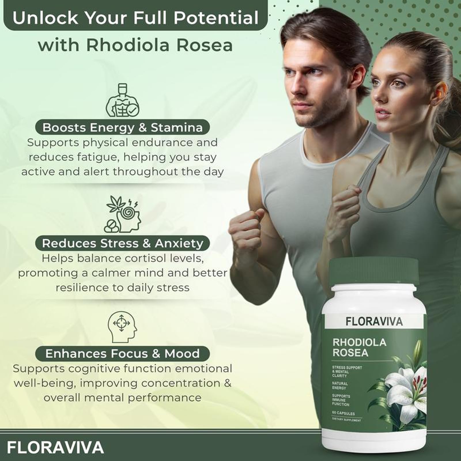 Contenu equilibrant Floraviva Rhodiola Rosea aide au maintien de l'humeur